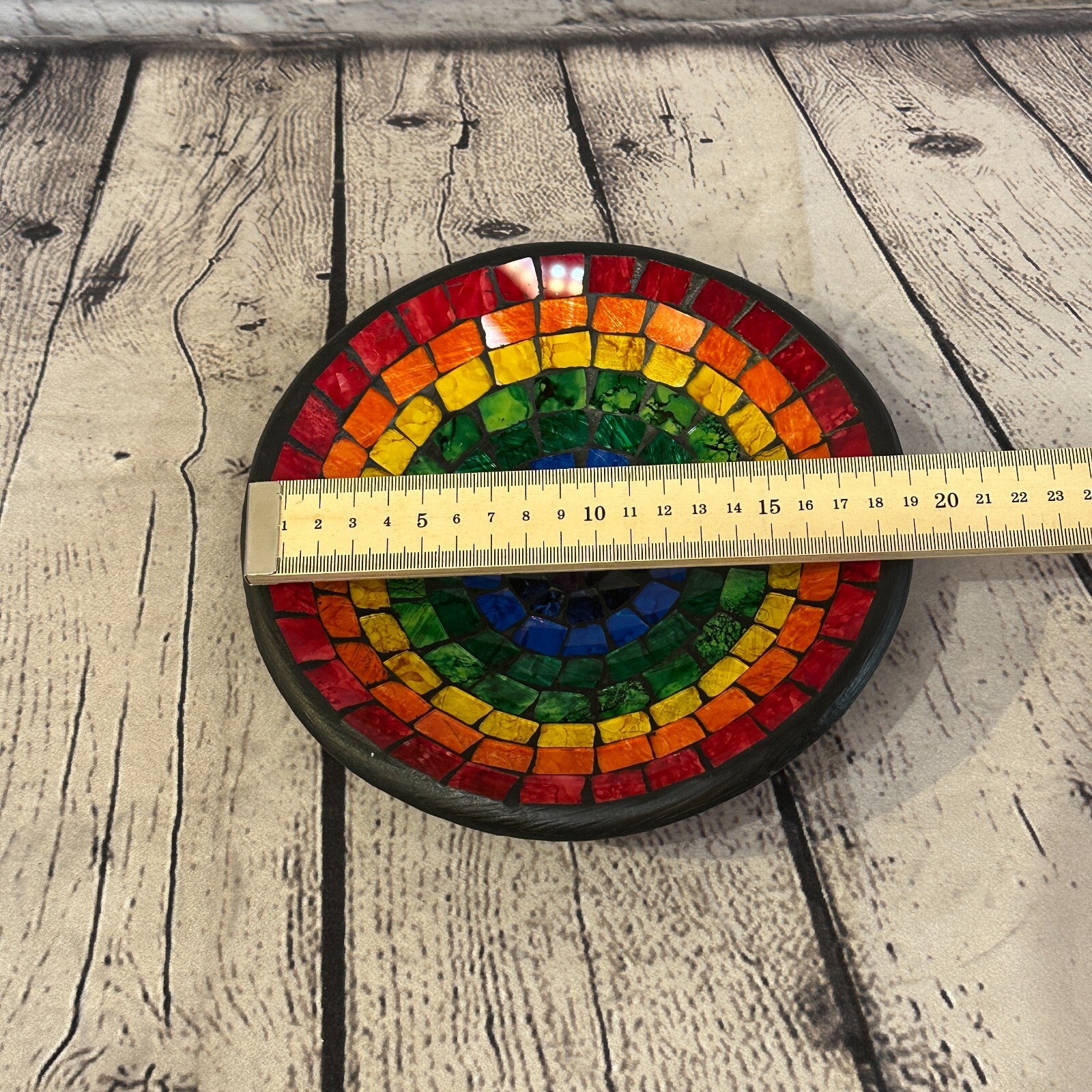 20cm Rainbow Eye Round Mosaic Handmade Ceramic Glass Tile Bowl Fruit1