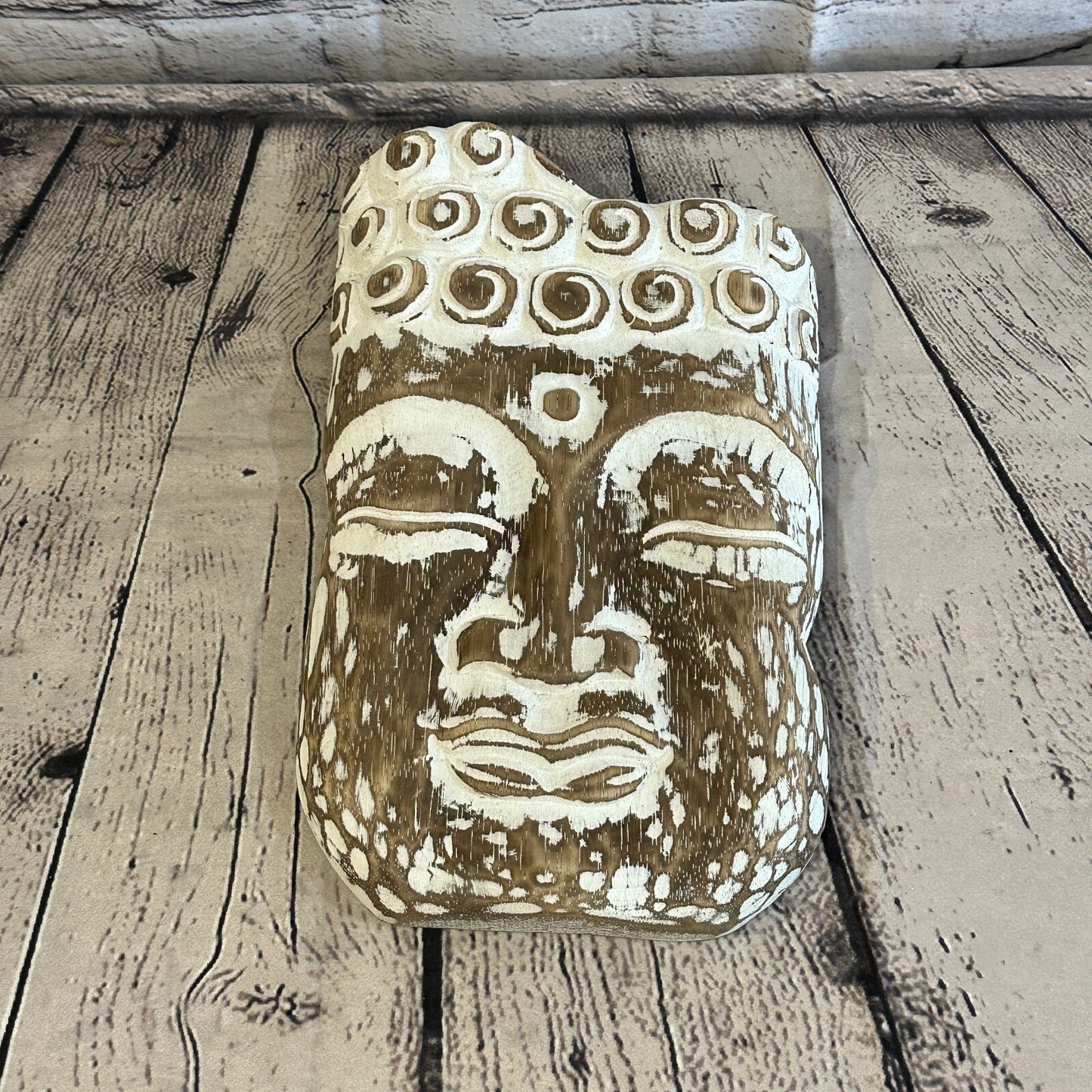 30cm Brown Tiki Style Wall Decoration Buddha Head Designer Mask Wooden Handmade3