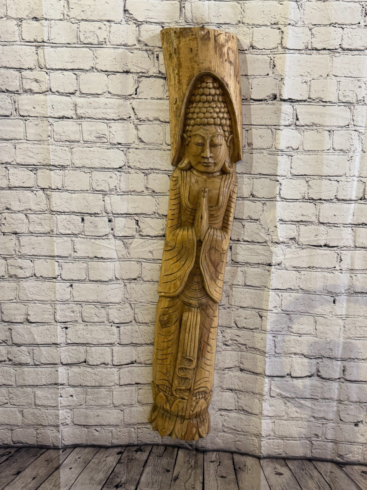 Thai Buddha 100cm Hand Carved Wizard Tree Trunk Wood Fairtrade2