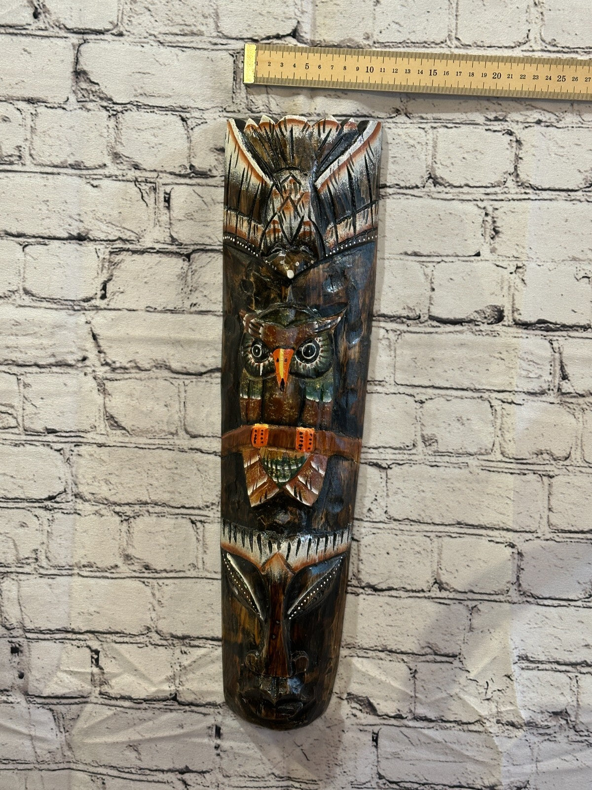 50cm Eagle Owl Hand Carved Fair Trade Wooden Animal Wall Art Wall Hang Mask3