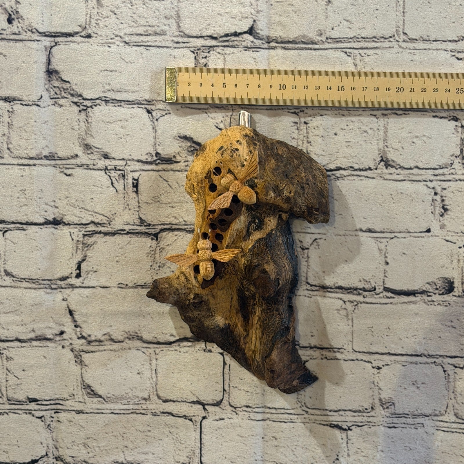 Bees Honeycomb Wall Art Mushroom Parasite Wood Ornament Natural Carving Wooden3