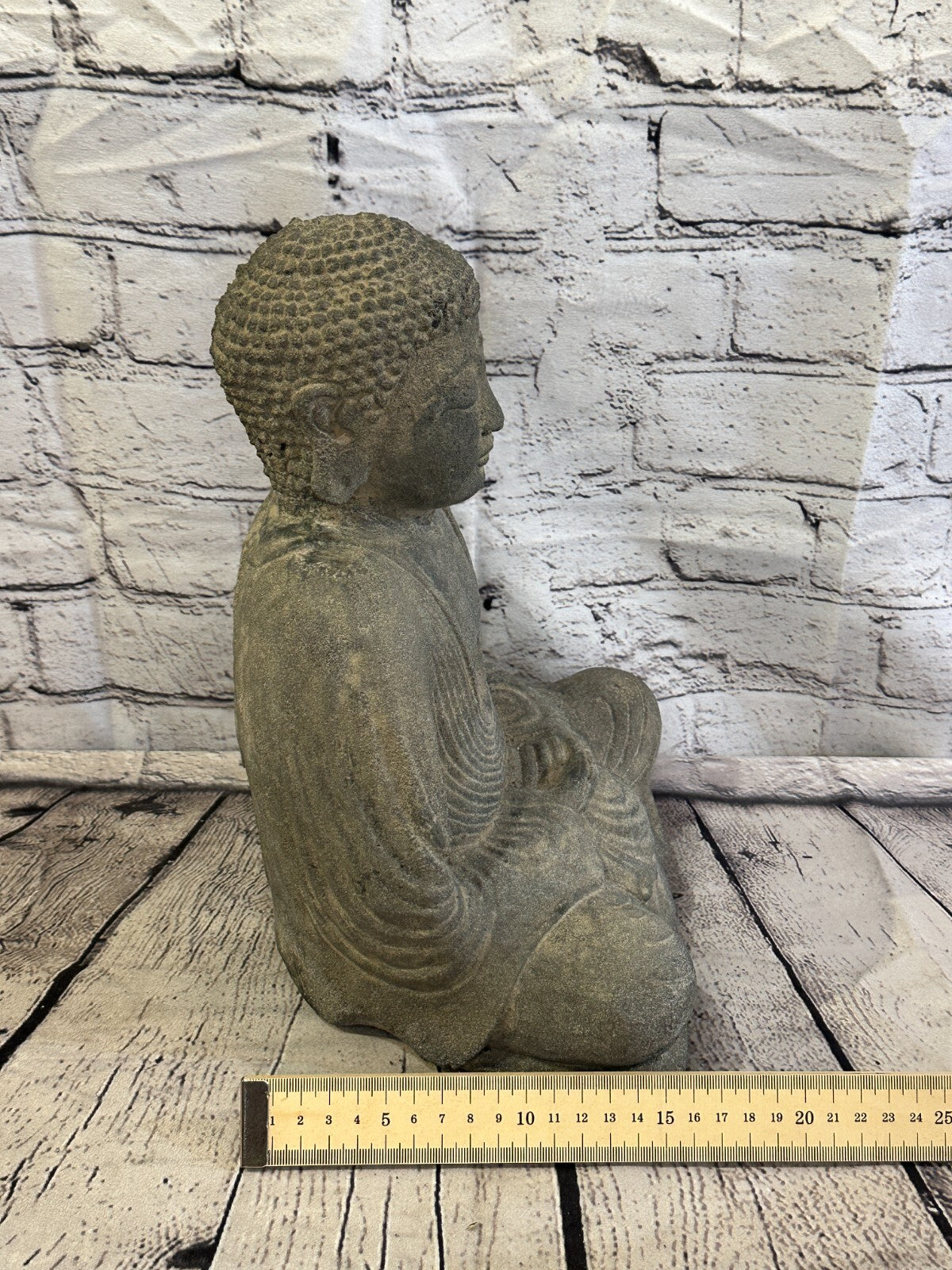 Sitting Buddha Stone Garden 30cm x 25cm Ornament Outdoor Indoor Statue Hindu10
