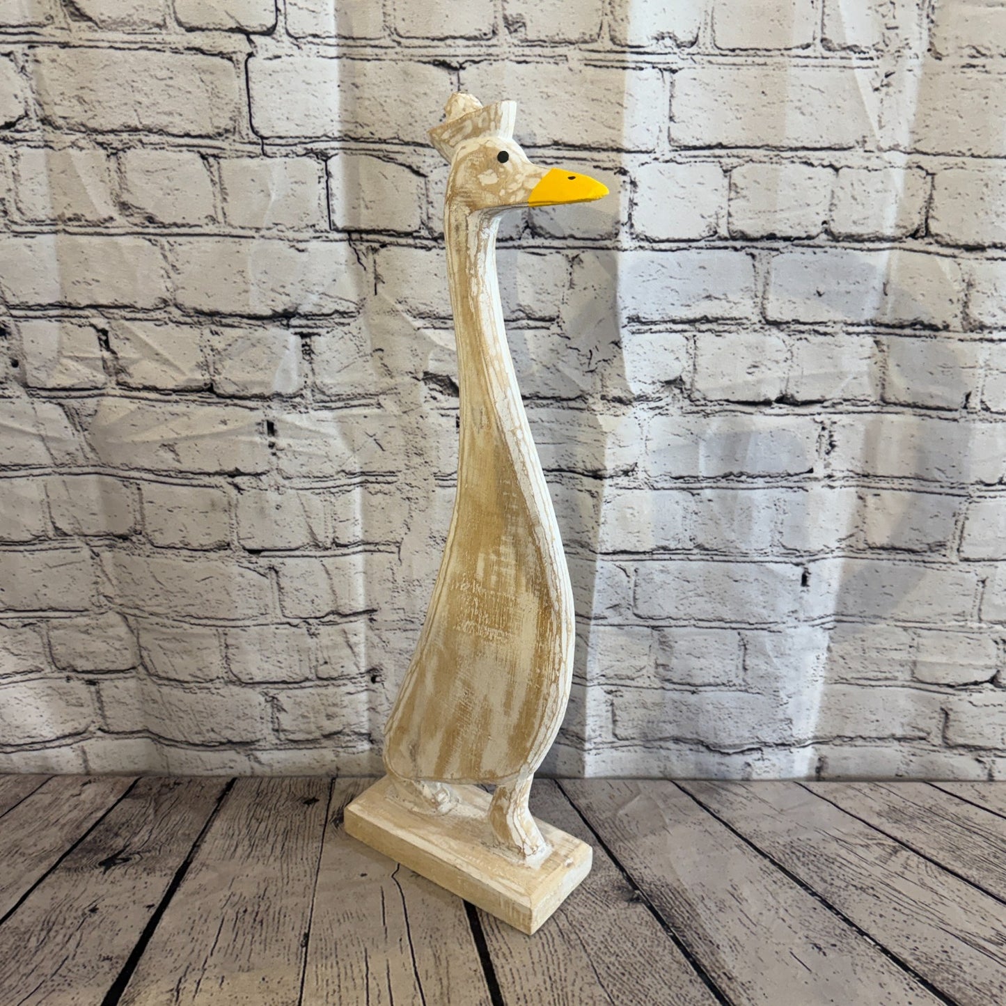 Looking Forward 50cm Tall Wooden White Duckling Baby Duck Shabby Wood Fairtrade2