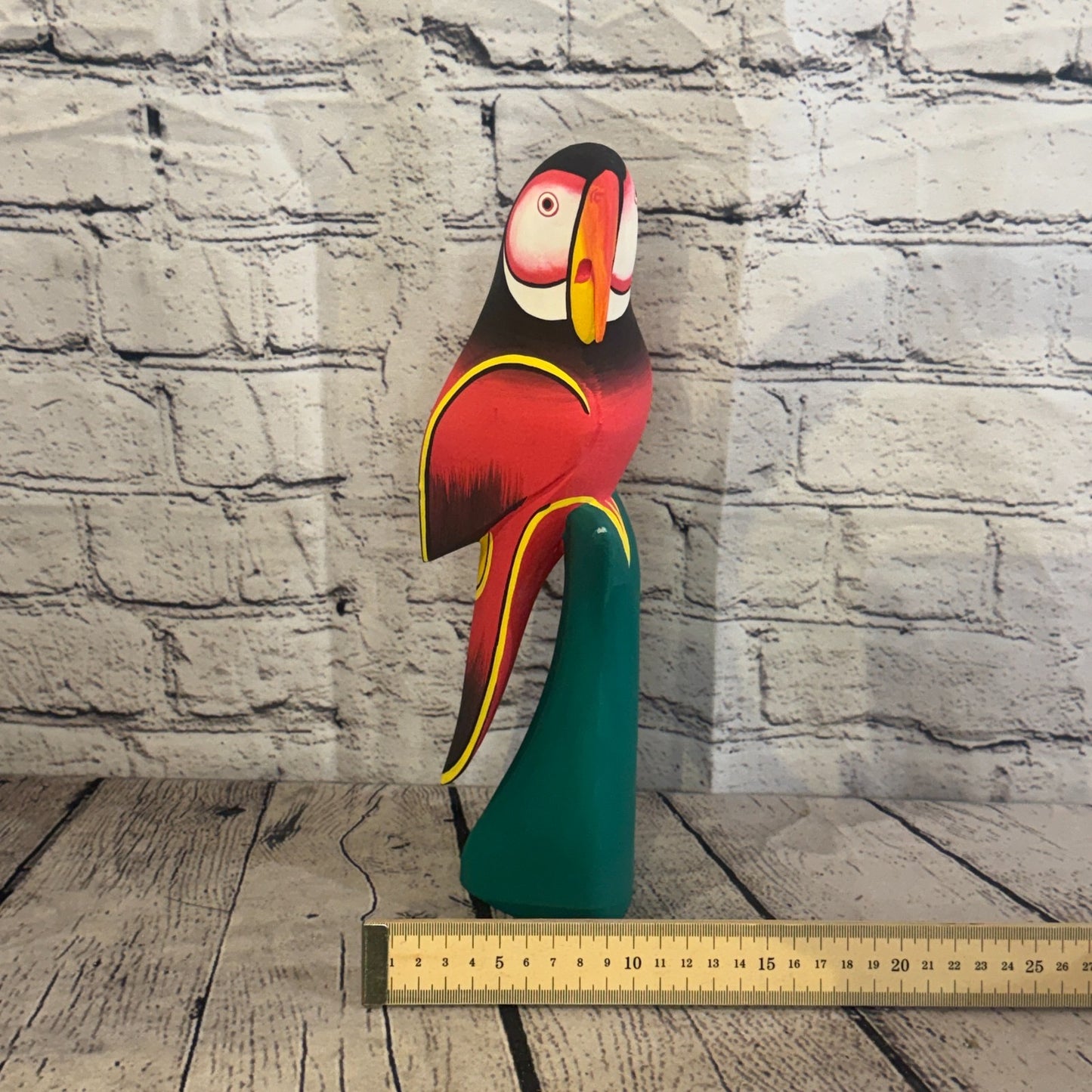 30cm Dark Red Parrot Bird Ornament Statue Fair Trade Hand Made Carved Wood8