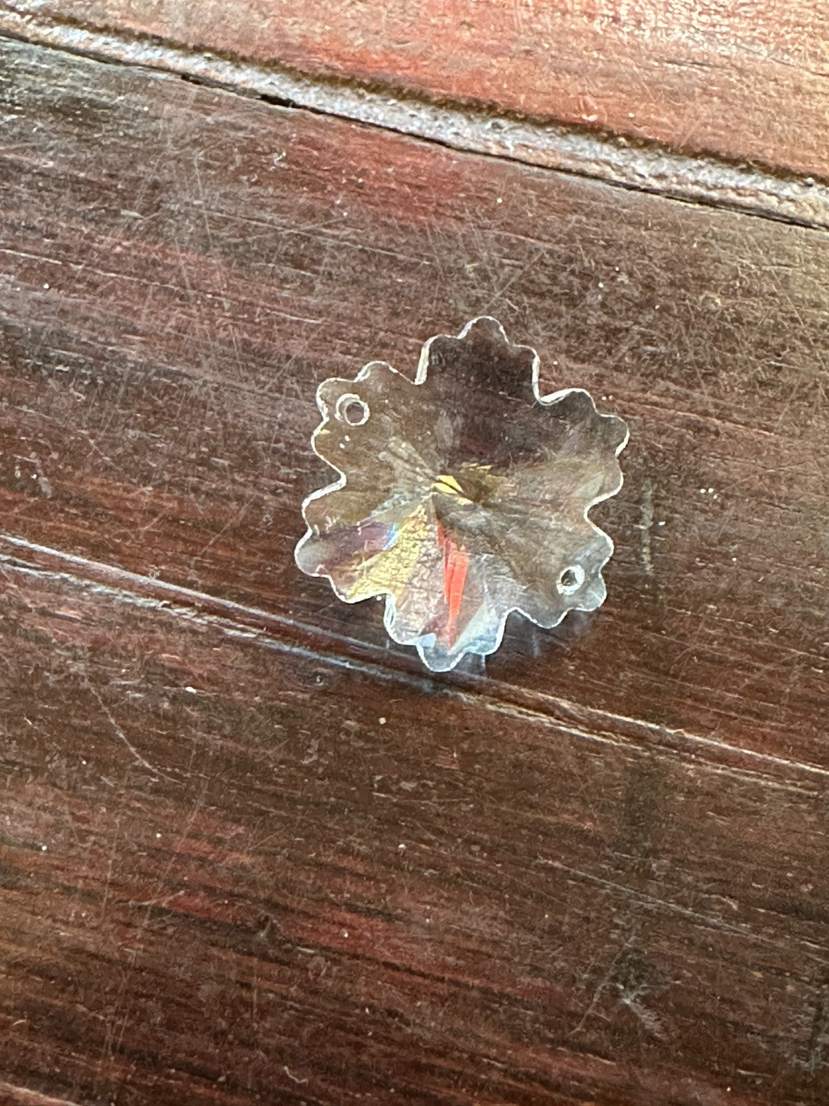5 2 Hole Crystal Clear Glass Faceted Sun Catcher Snowflake Pendant 2.5cm x 2.5cm2