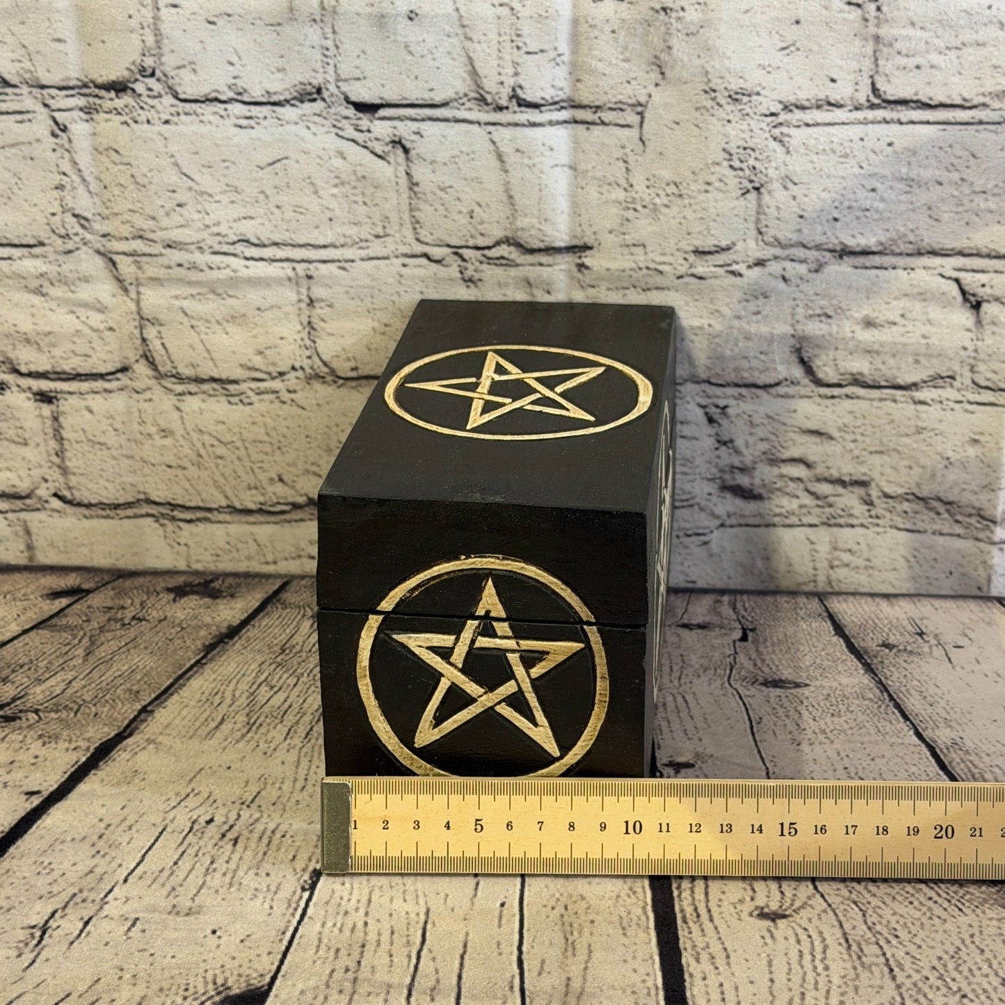 20cm x 12cm x 10cm Wood Gothic Pentagram Skull Coffin Jewellery Trinket Box8