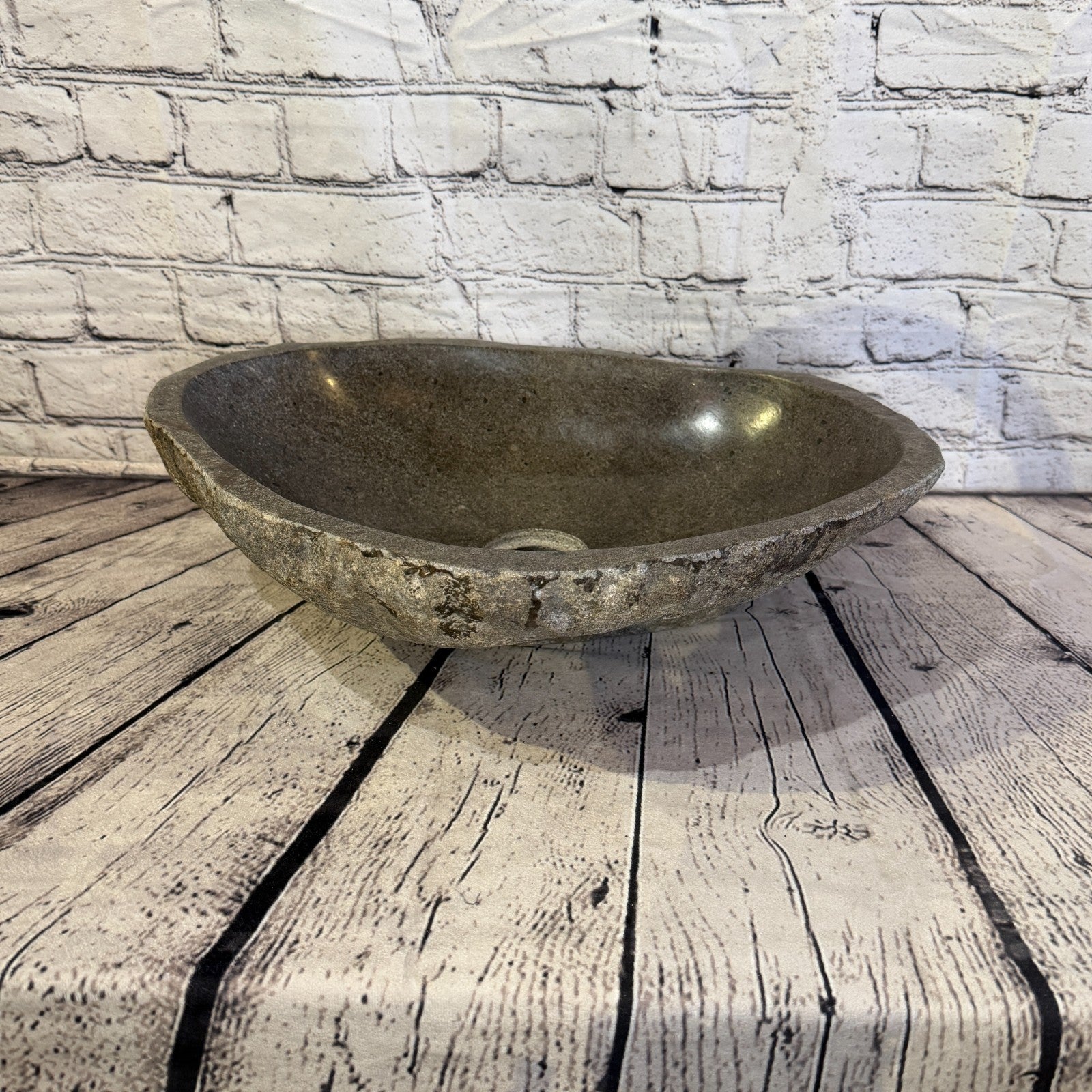 41cm x 34cm Wash Basin Bathroom Counter Top Washing River Stone Bowl Sink No 202