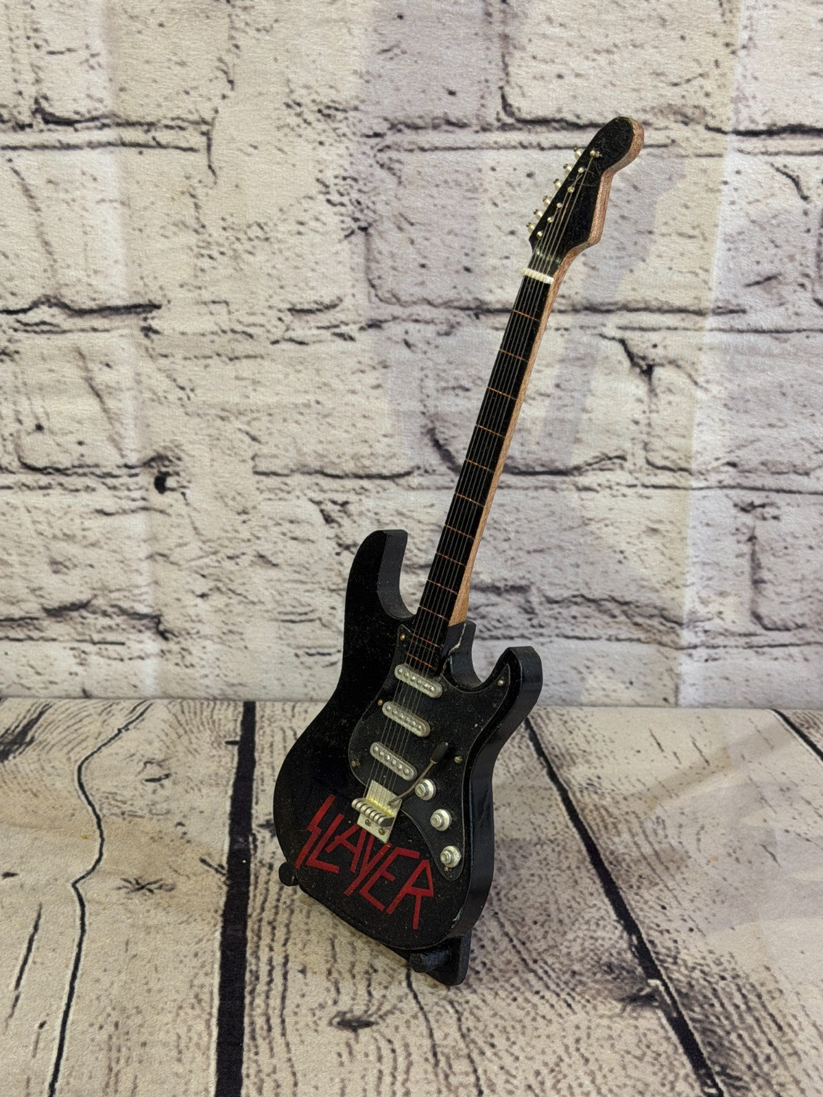 Miniature 25cm Guitar Slayer Metal Band Guitar on Stand Band Gift Display0