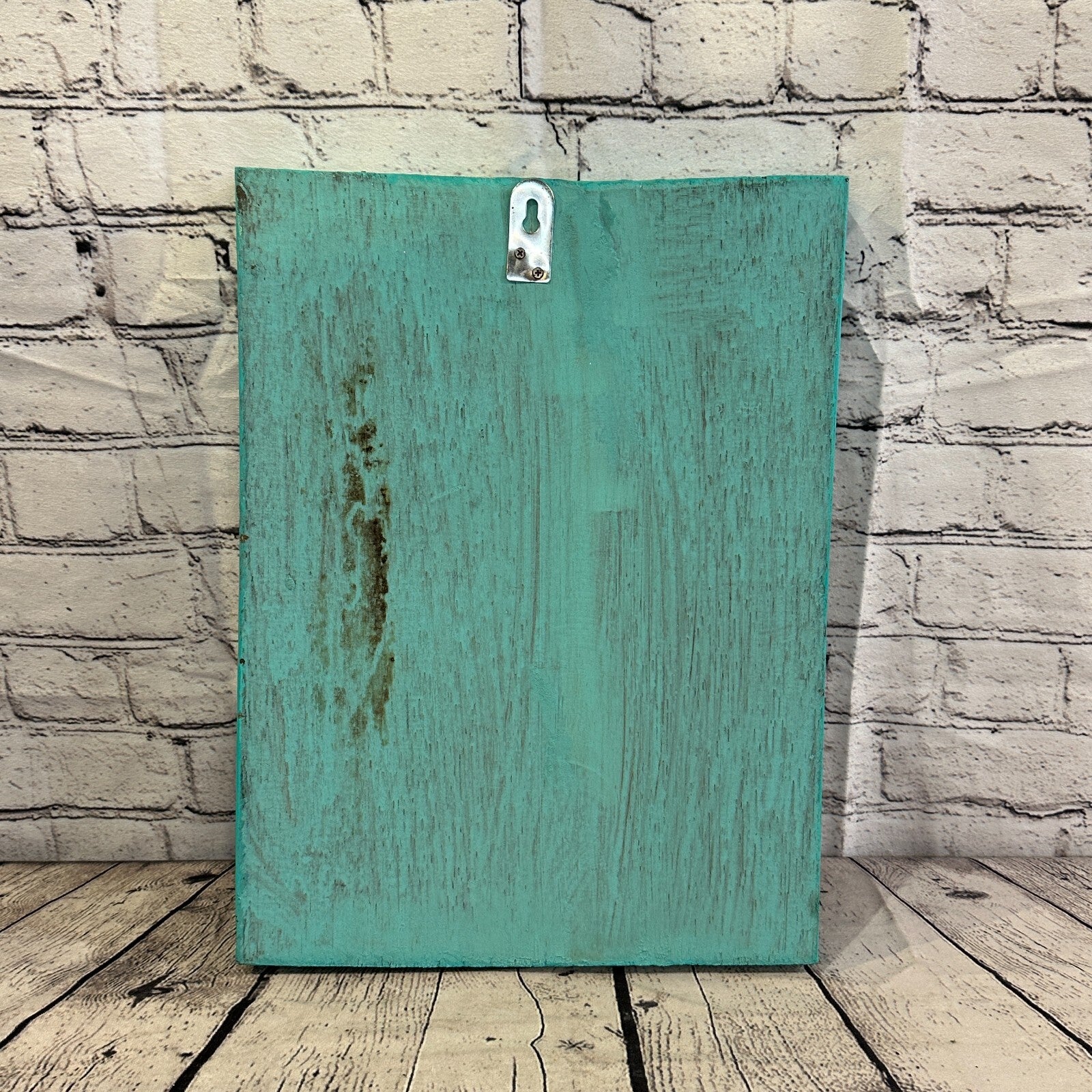 Wooden Wood Panel 40cm Brown Teal Buddha Tall Lotus Wall Art Plaque Handcarved5