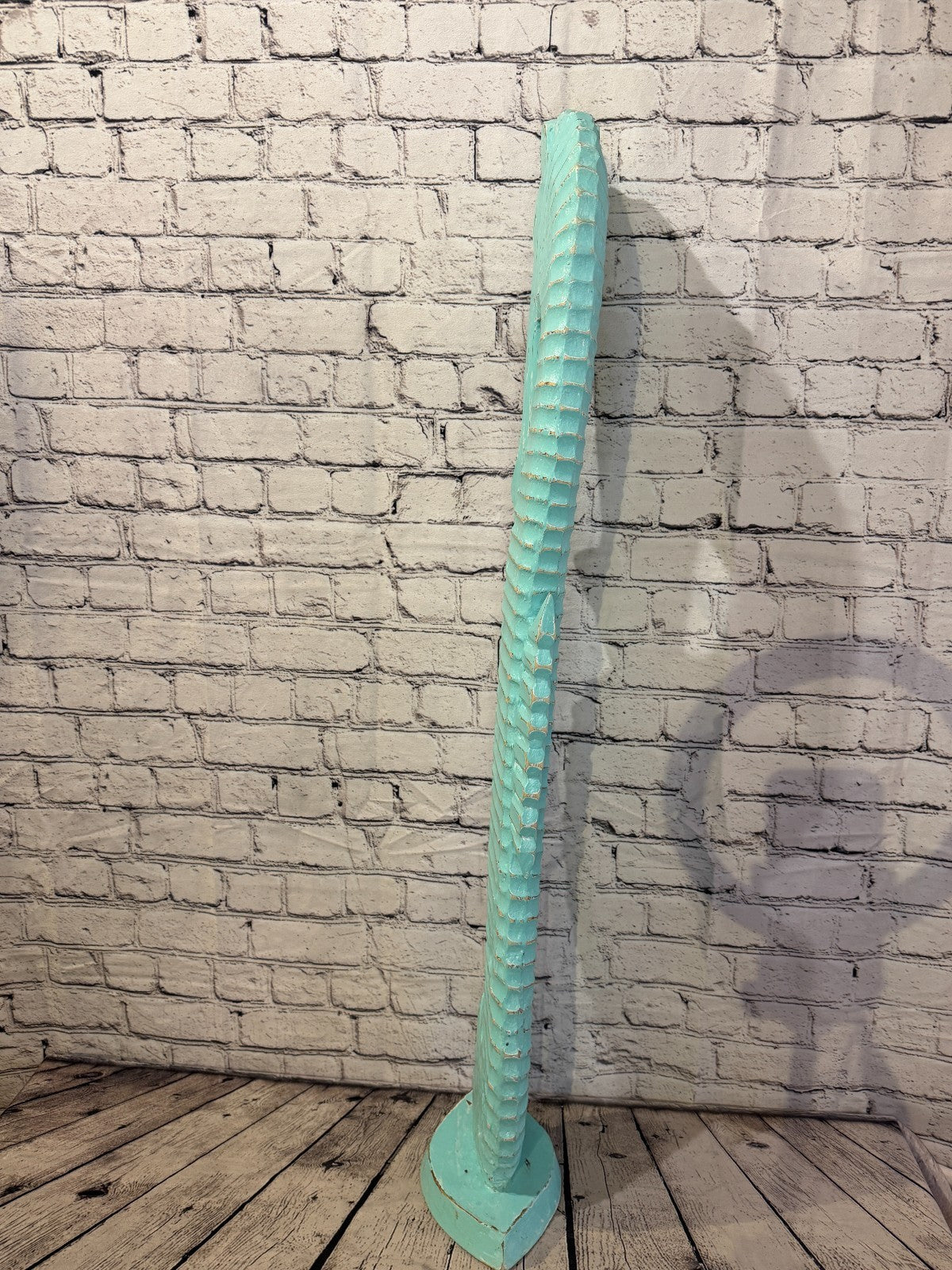 100cm Green Teal Wooden Shabby Seahorse Statue Ornament Fair Trade Handcarved4