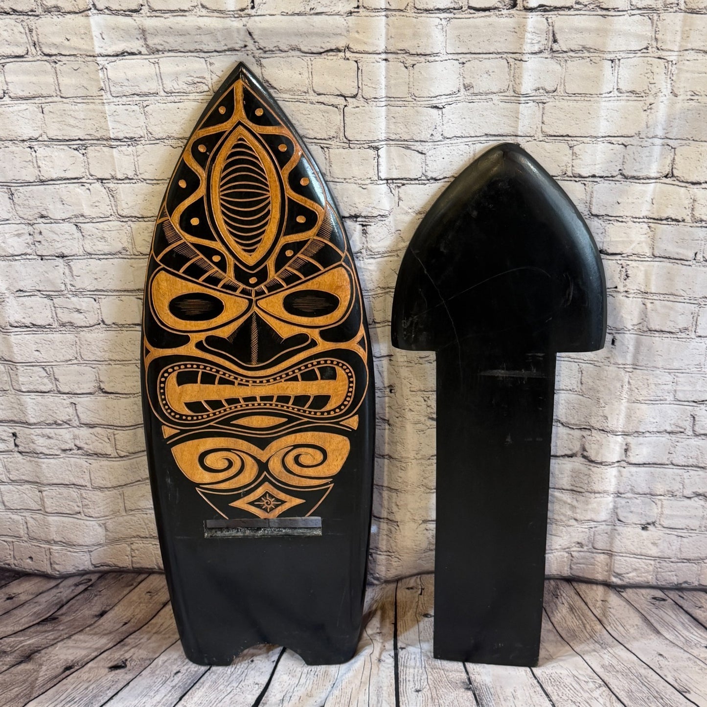 100cm Tiki Surf Board Shape African Birthing Chair Hand Carved Wooden Tribal6