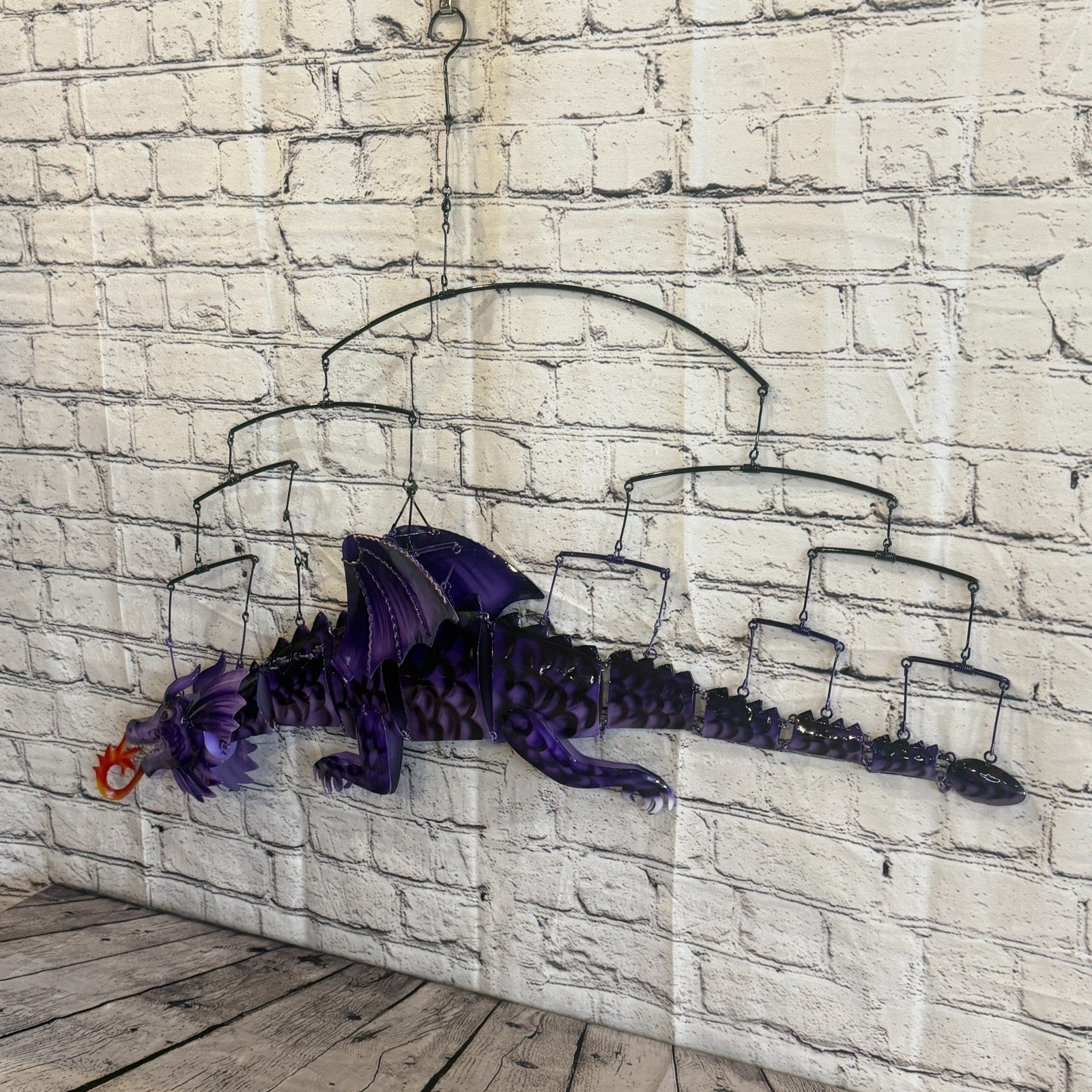100cm x 50cm Purple Metal Dragon Wall Art Dragon Sculpture Metal Wall Hanging2