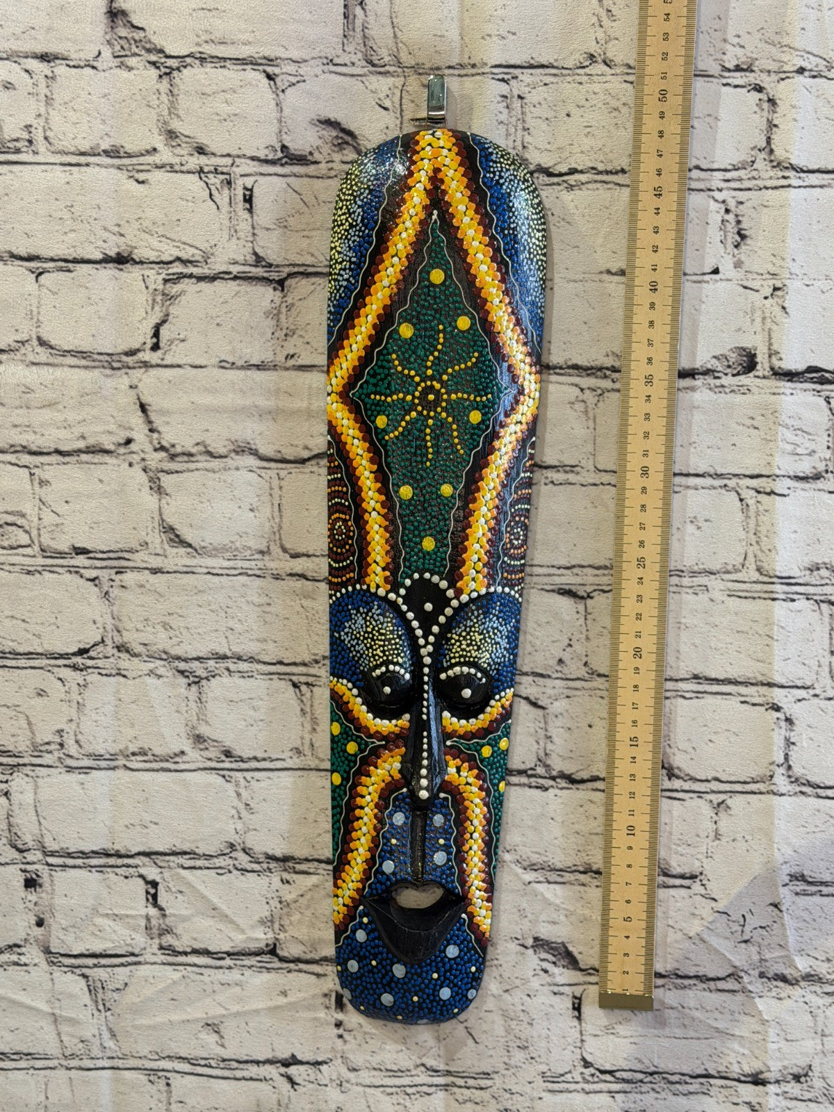 50cm Mask Carved Wooden Dot Painted Ethnic Tribal Tiki Wall Art No 8 New4