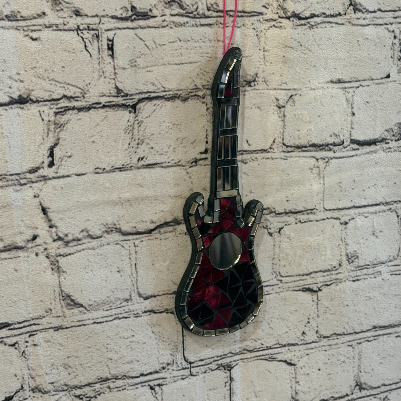 Rainbow Electric Guitar Mosaic Tile Wall Mirror 25cm Handmade Random Colour4