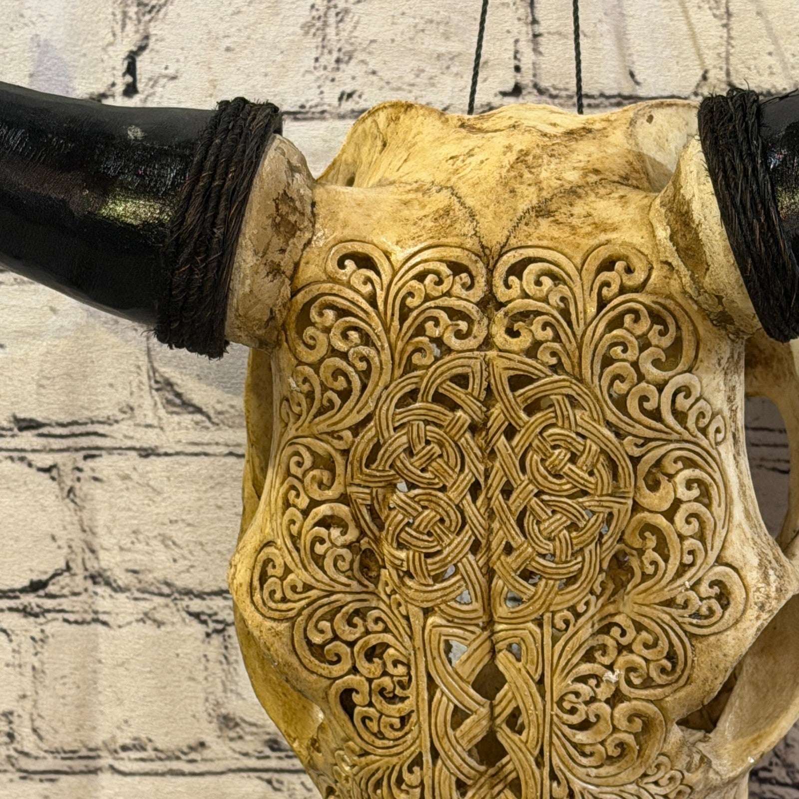 50cm Carved Buffalo Ram Wild Replica Skulls Wall Hanging Carved Design 63