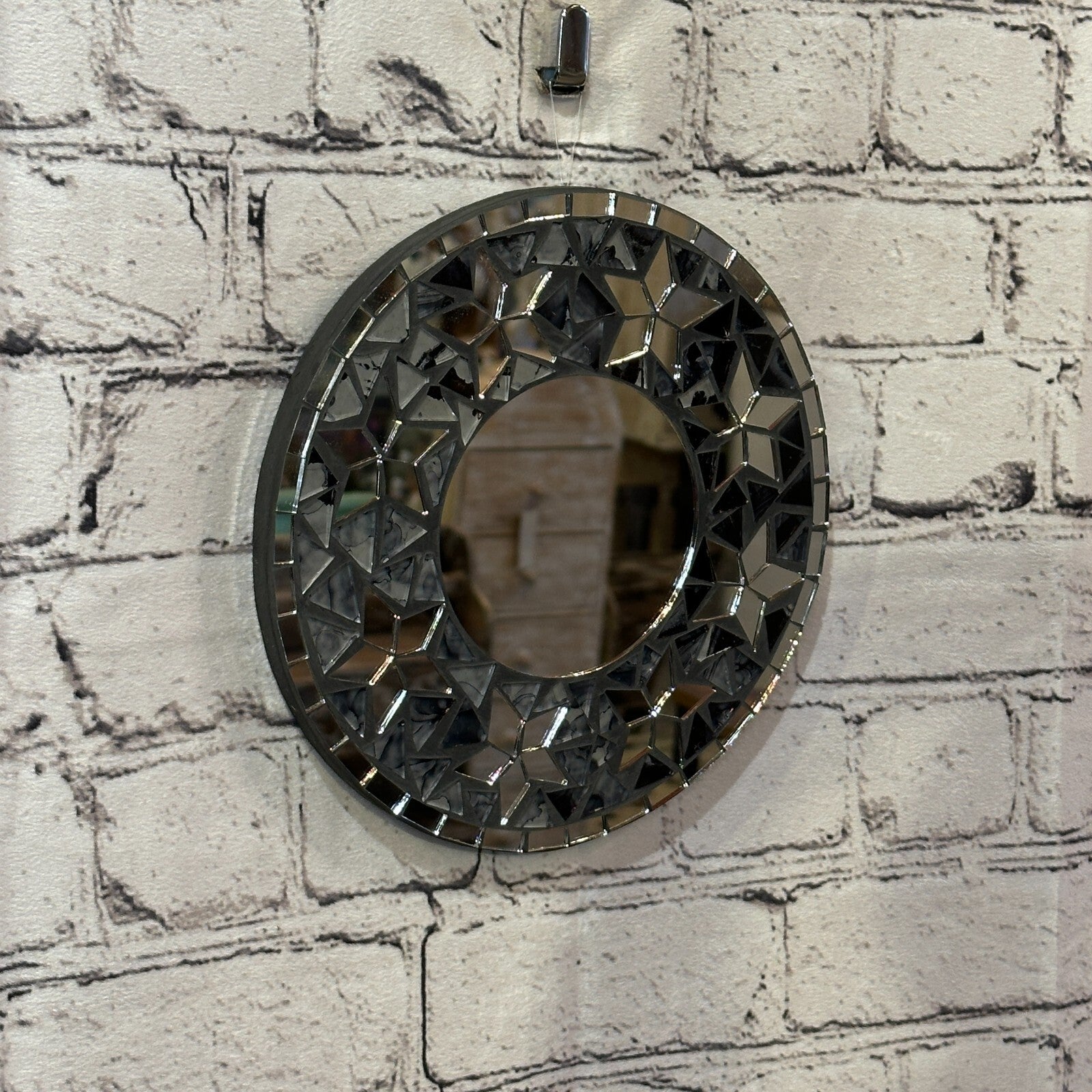 Black Star Mosaic Tile Wall Mirror 20cm x 20cm 8 Inches Handmade New1