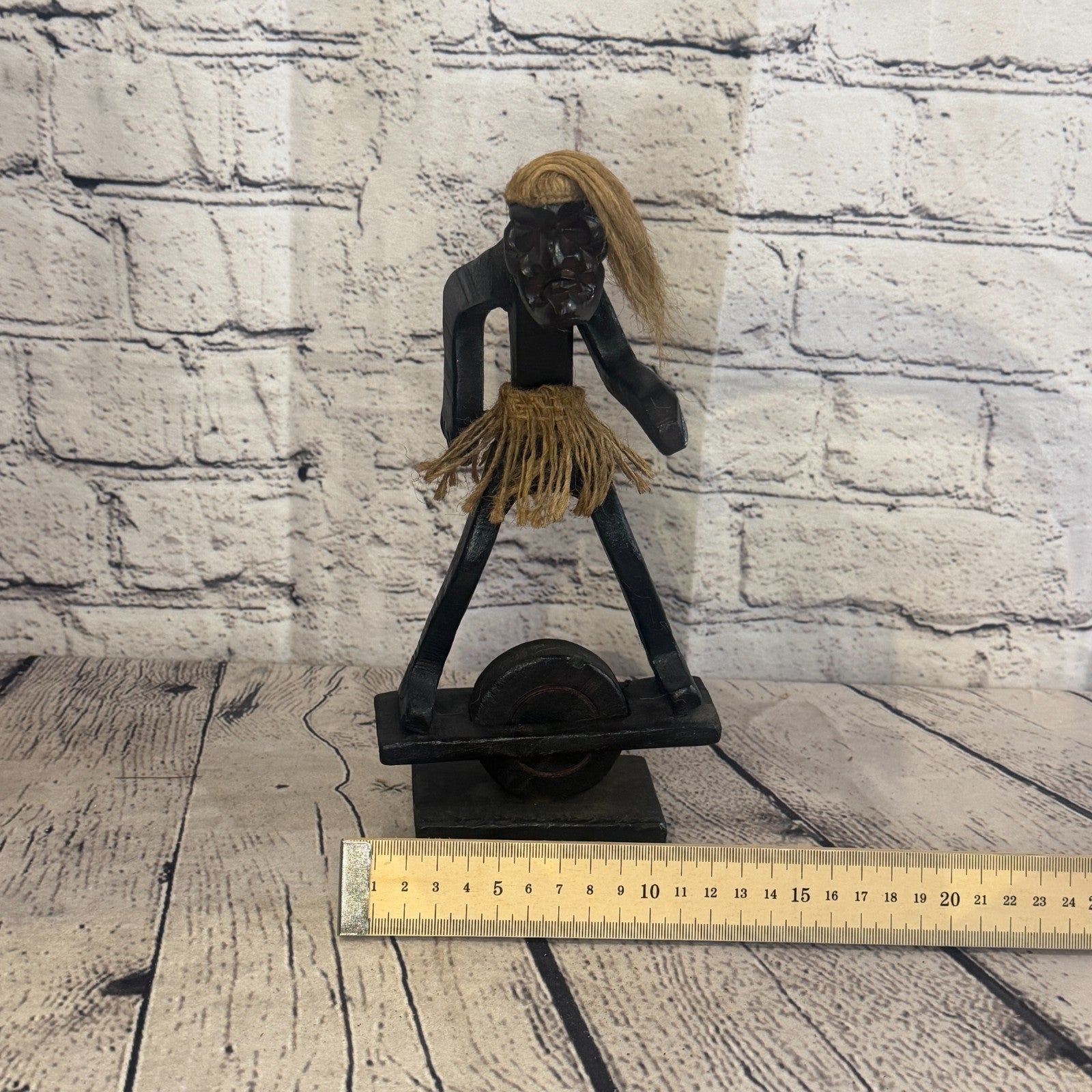 20cm Balance Board African Tribal Warrior Man Figure Statue Wood Hand Carved6