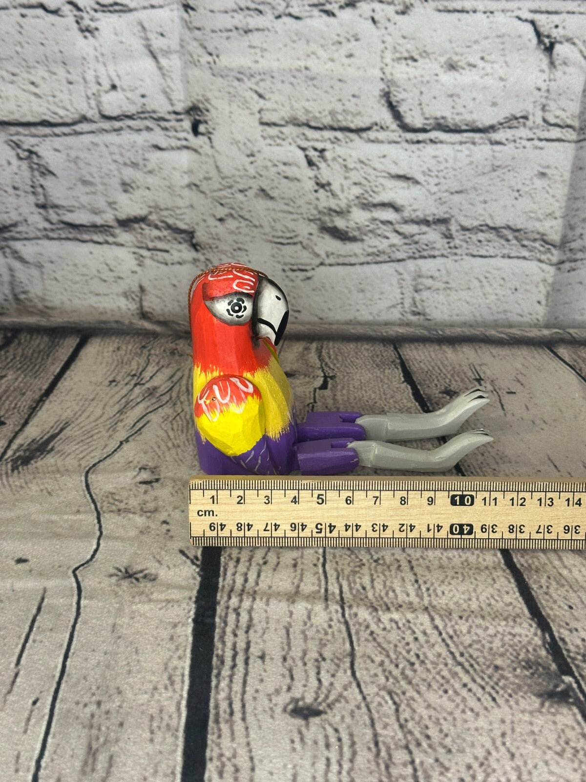 10cm Bright Parrot Sitting Animal, Wooden Shelf Ornament Handmade and Fairtrade8