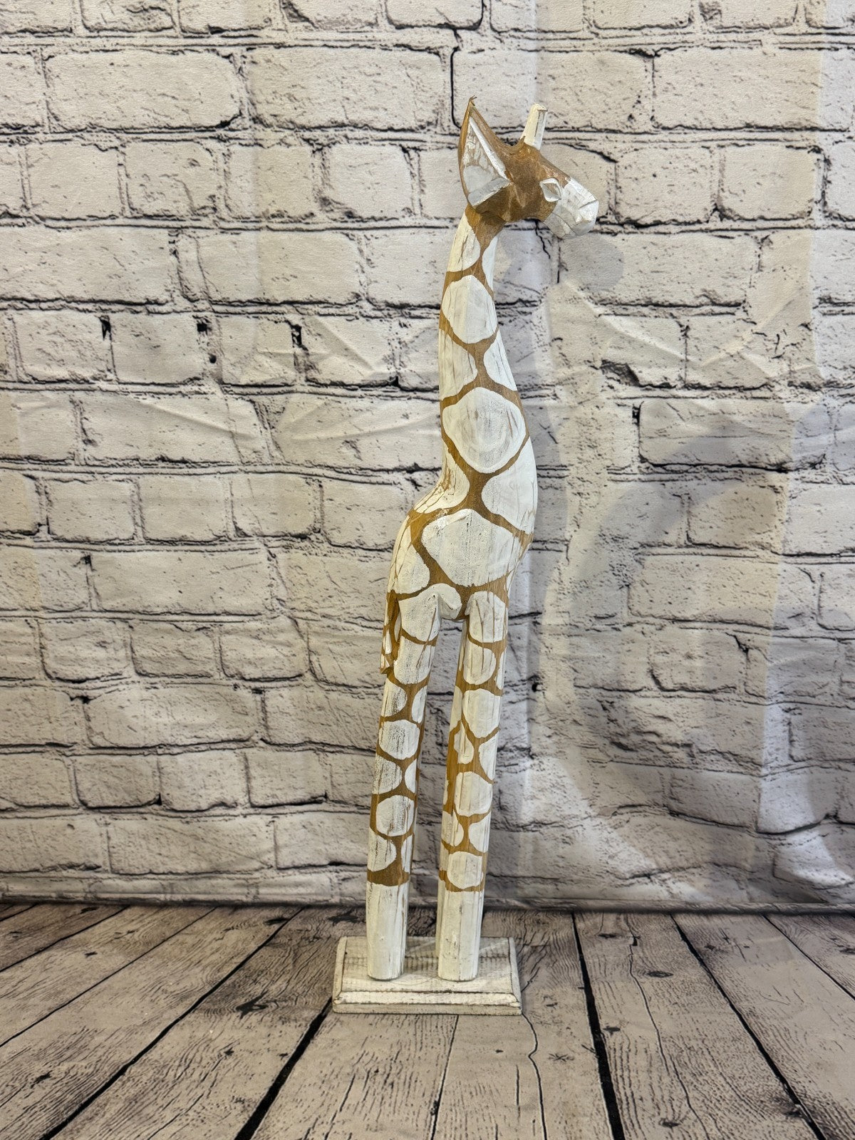 60cm White Dot Wooden Giraffe Standing Single Carved Solid Wood Giraffe Handmade3