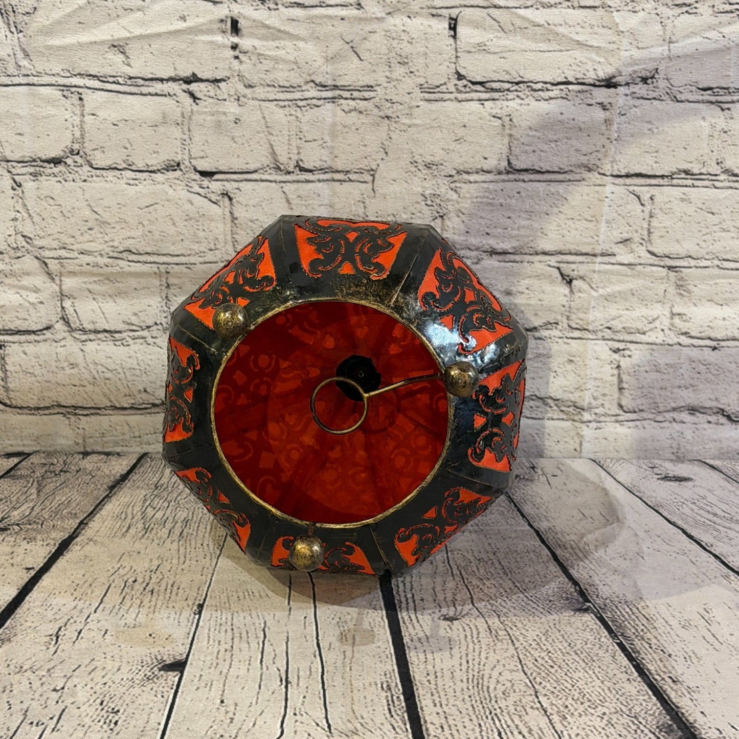 30cm x 20cm Metal Fabric Orange Moroccan Style Tall Lamp Twist LED UK Mains Plug4