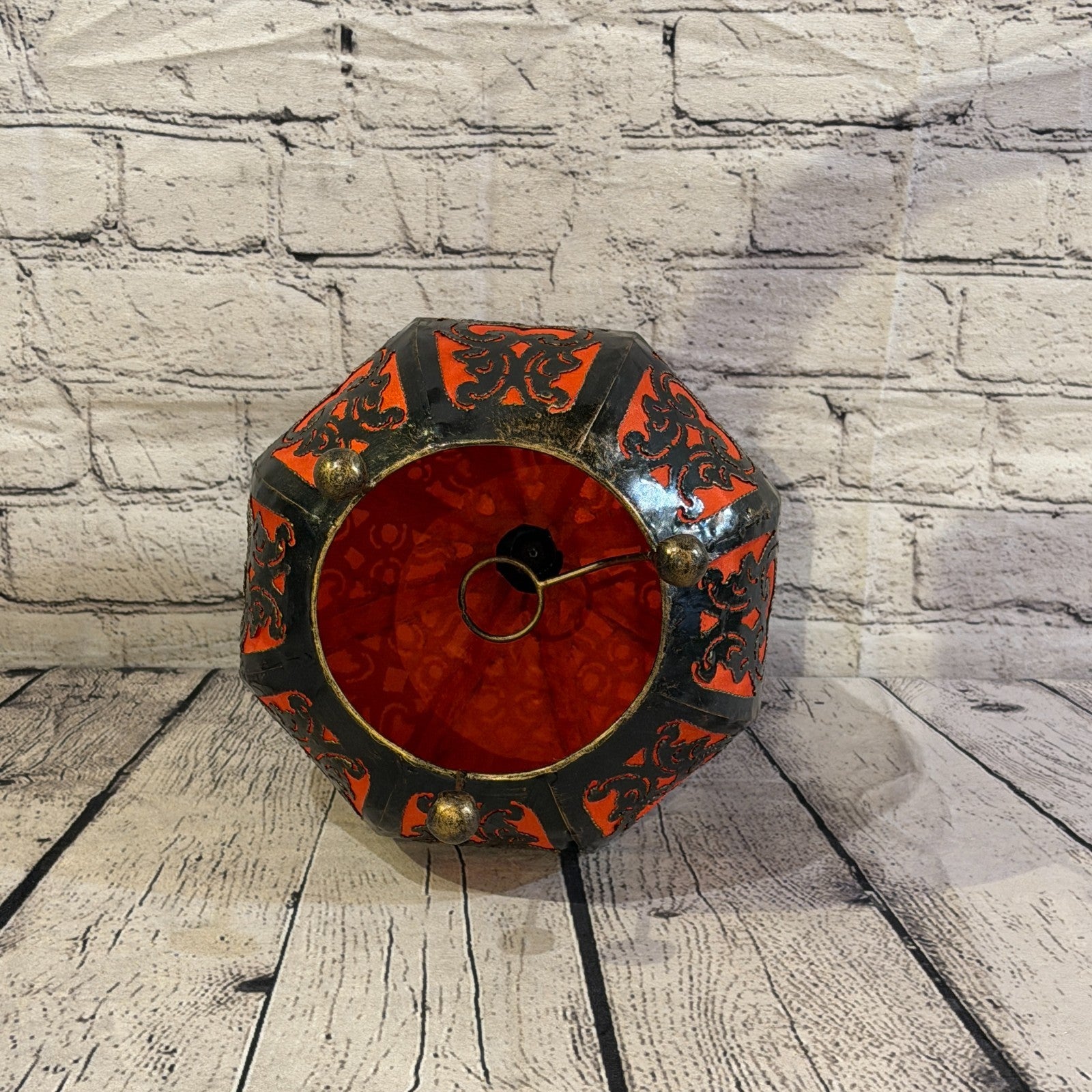 30cm x 20cm Metal Fabric Orange Moroccan Style Tall Lamp Twist LED UK Mains Plug4