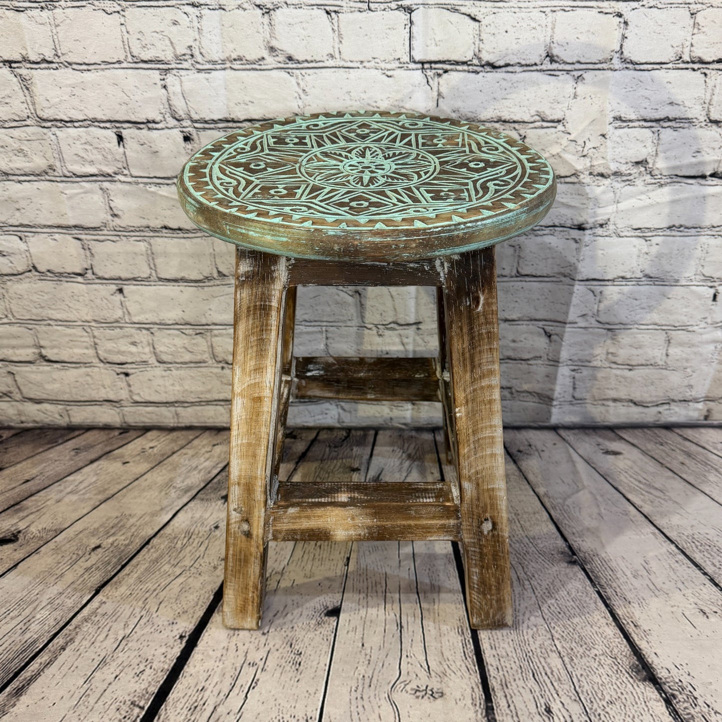 40cm x 30cm Green Stool Table Wooden Side Cabinet Living Hallway Furniture0
