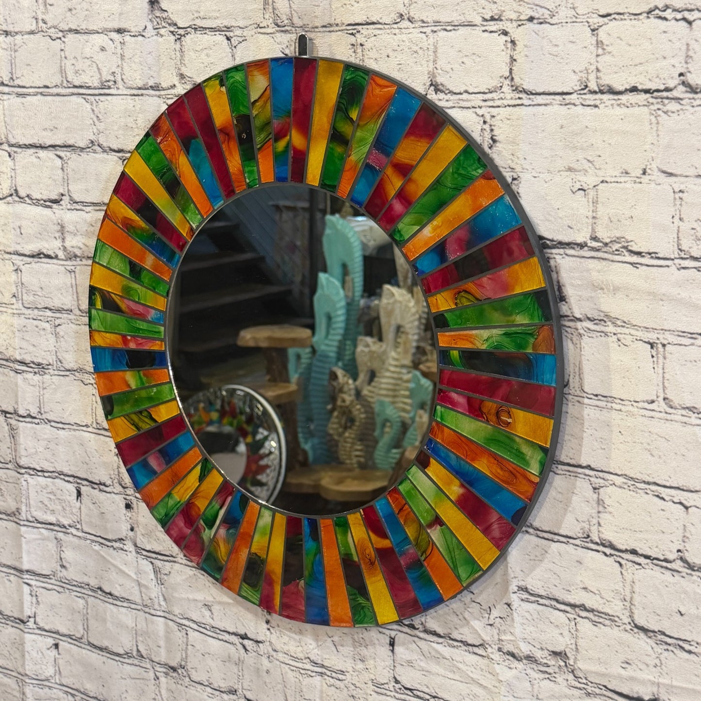 Rainbow Line Black Mosaic Tile Wall Mirror 50cm x 50cm 20 Inches Handmade1