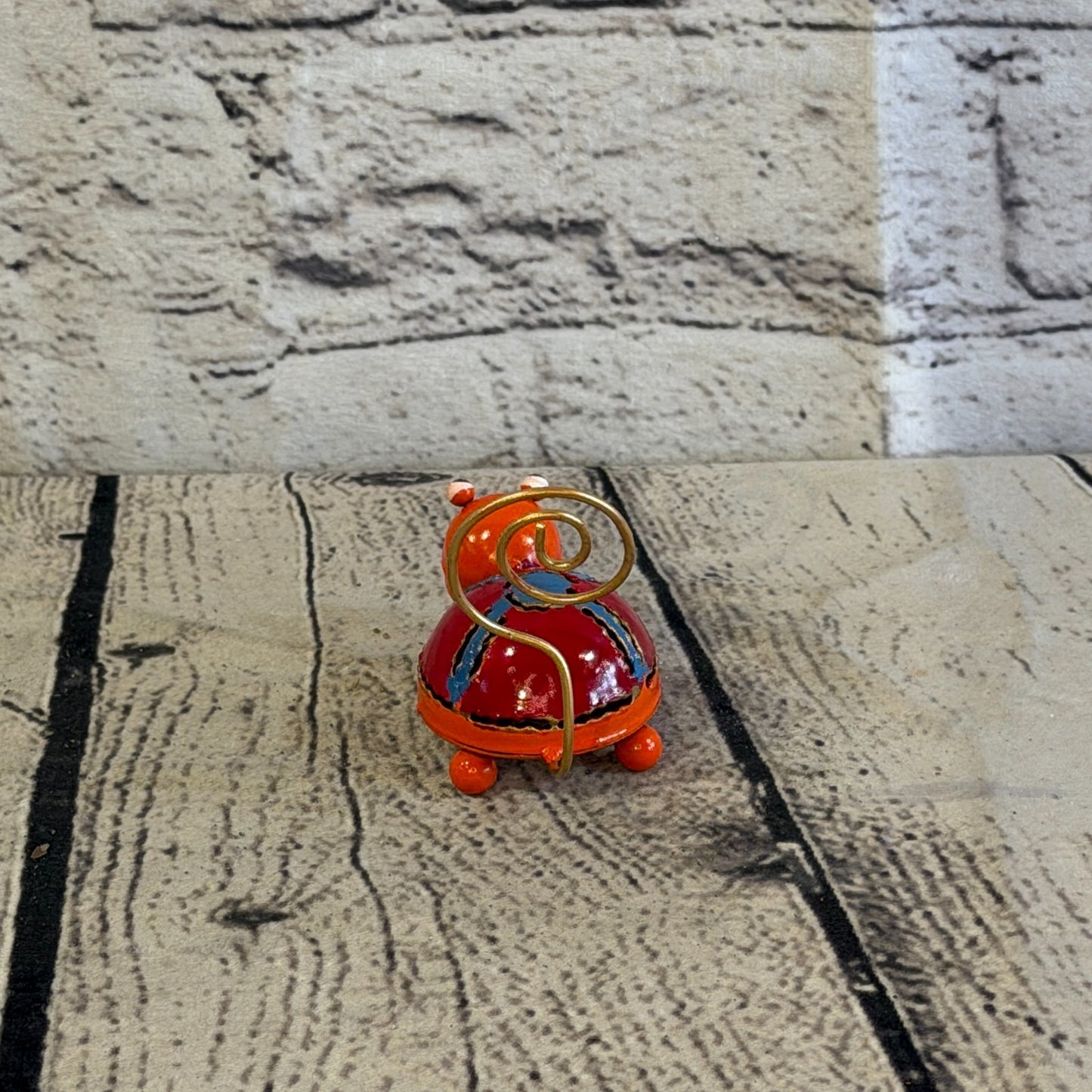 7cm x 7cm Colourful Orange Tortoise Turtle Metal Tin Standing Ornament Statue4