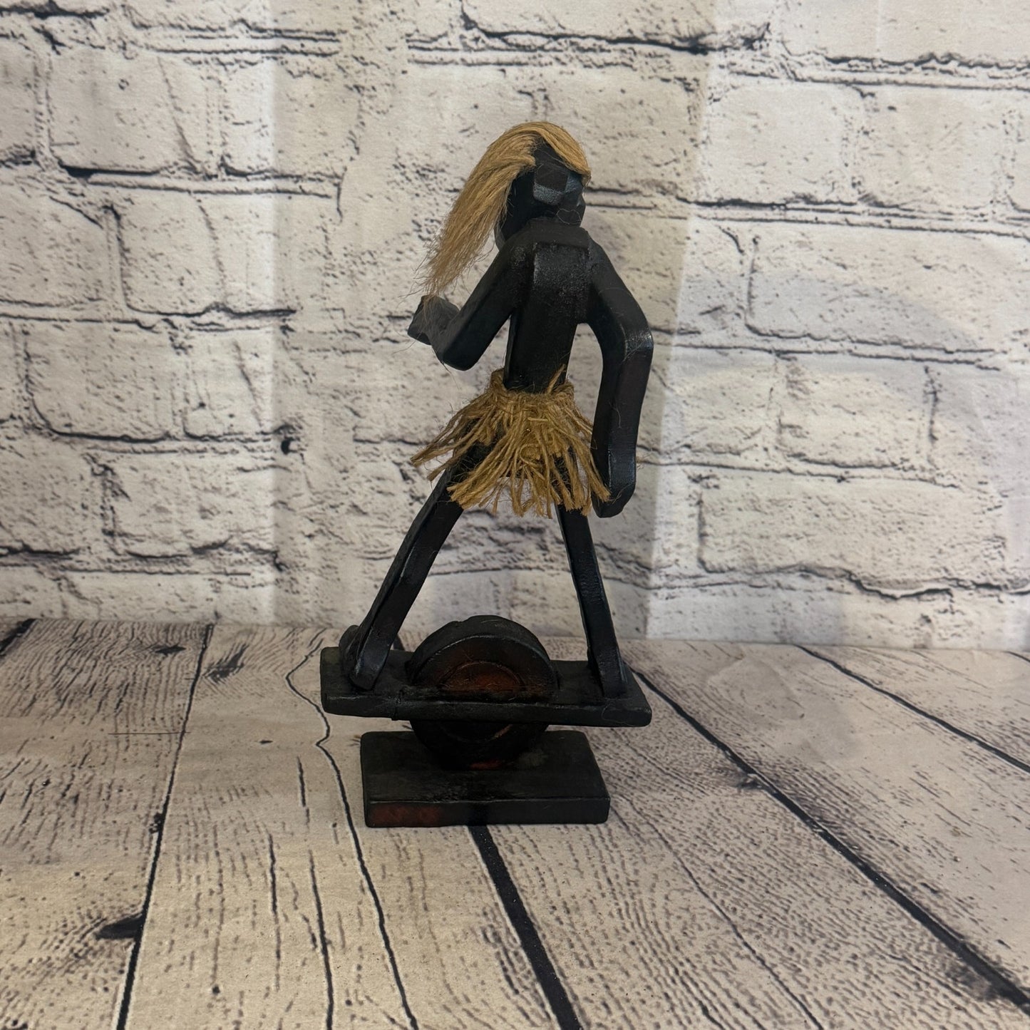20cm Balance Board African Tribal Warrior Man Figure Statue Wood Hand Carved4