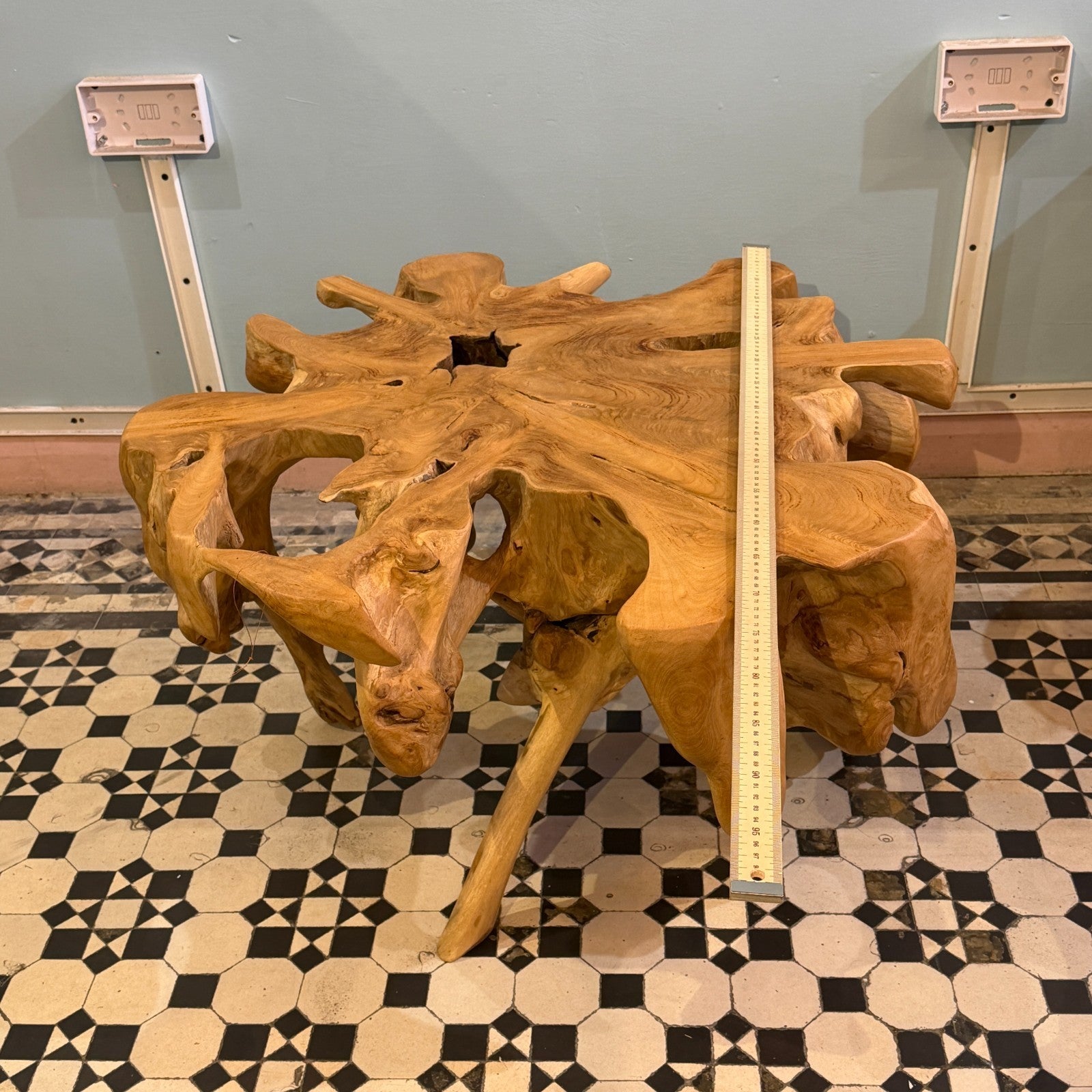 45cm x 75cm x 75cm Solid Wood Coffee Table Tree Teak Side Table Wood Living Room6