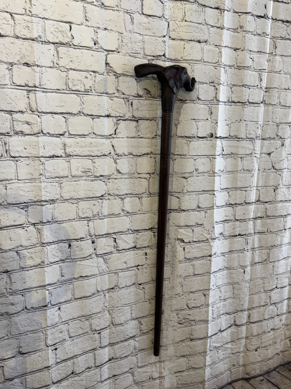 Elephant Head 90cm Tribal African Walking Stick Cane Hand Carved Dark Wood1