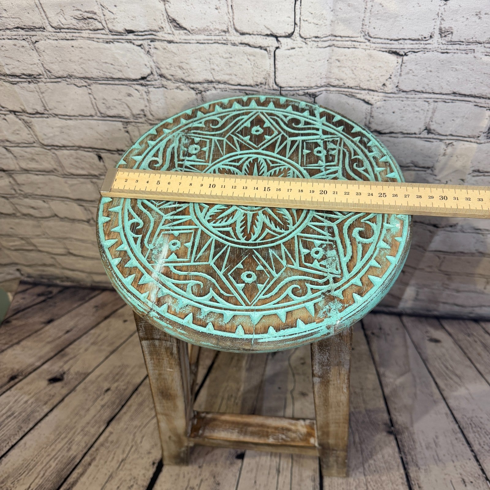 50cm x 30cm Green Stool Table Wooden Side Cabinet Living Hallway Furniture7