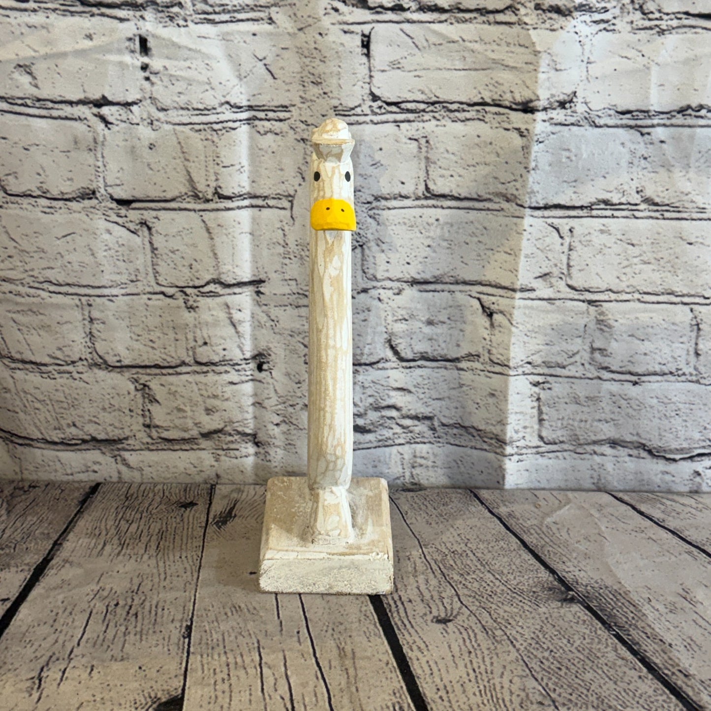 Looking Forward 28cm Tall Wooden White Duckling Baby Duck Shabby Wood Fairtrade1