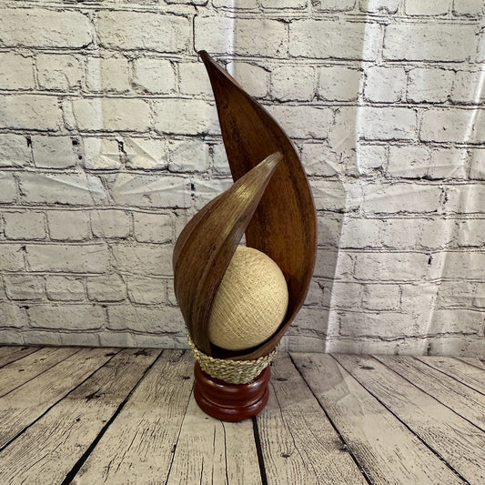 White Light Brown Natural 55cm Tall Leaf Lamp Twist LED UK Mains Plug Design 20