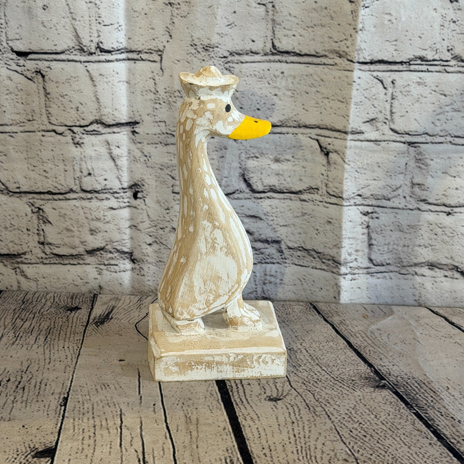 Looking Forward 24cm Tall Wooden White Duckling Baby Duck Shabby Wood Fairtrade3