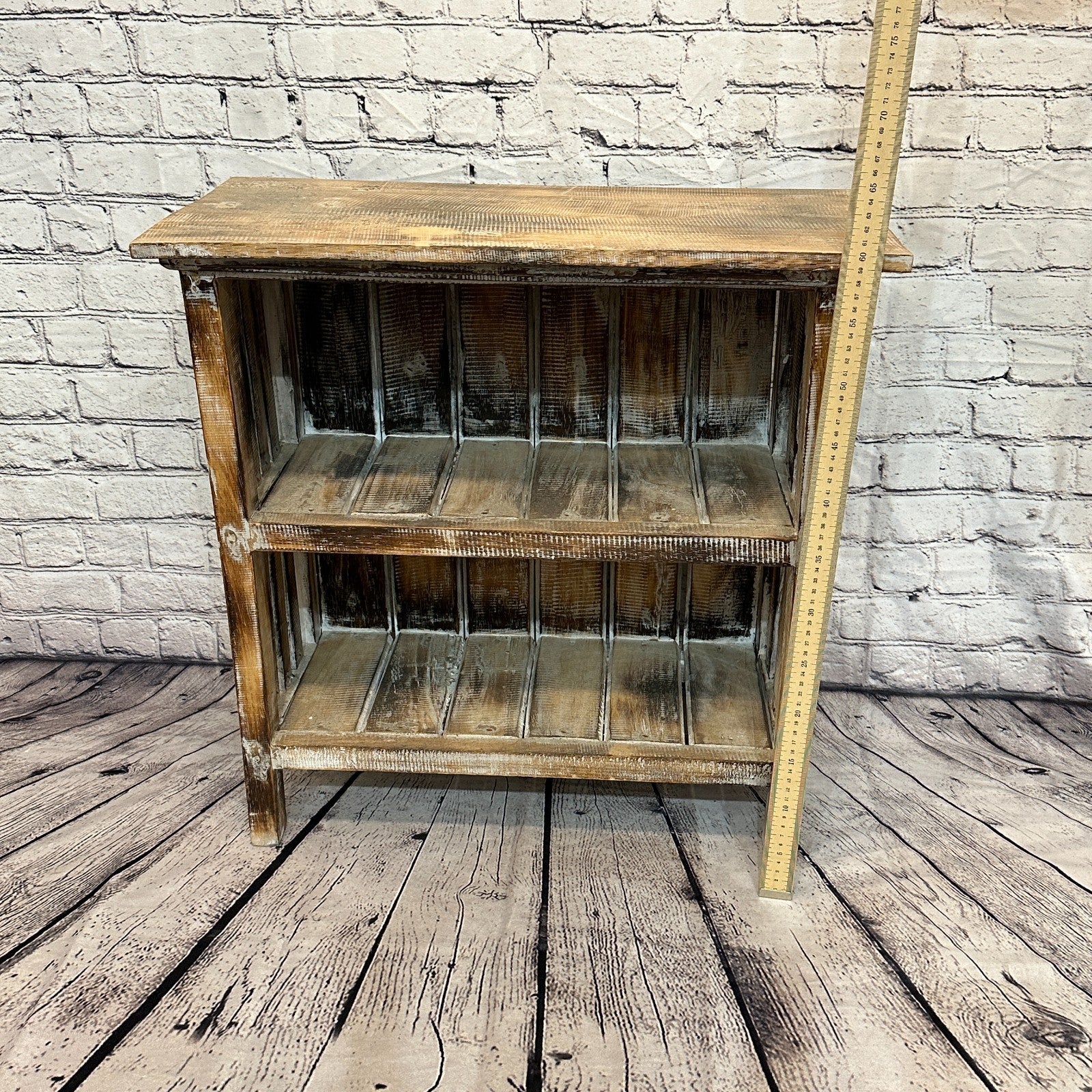 60cm x 60cm Brown 2 Shelf Wooden Side Cabinet Living Hallway Storage Furniture5