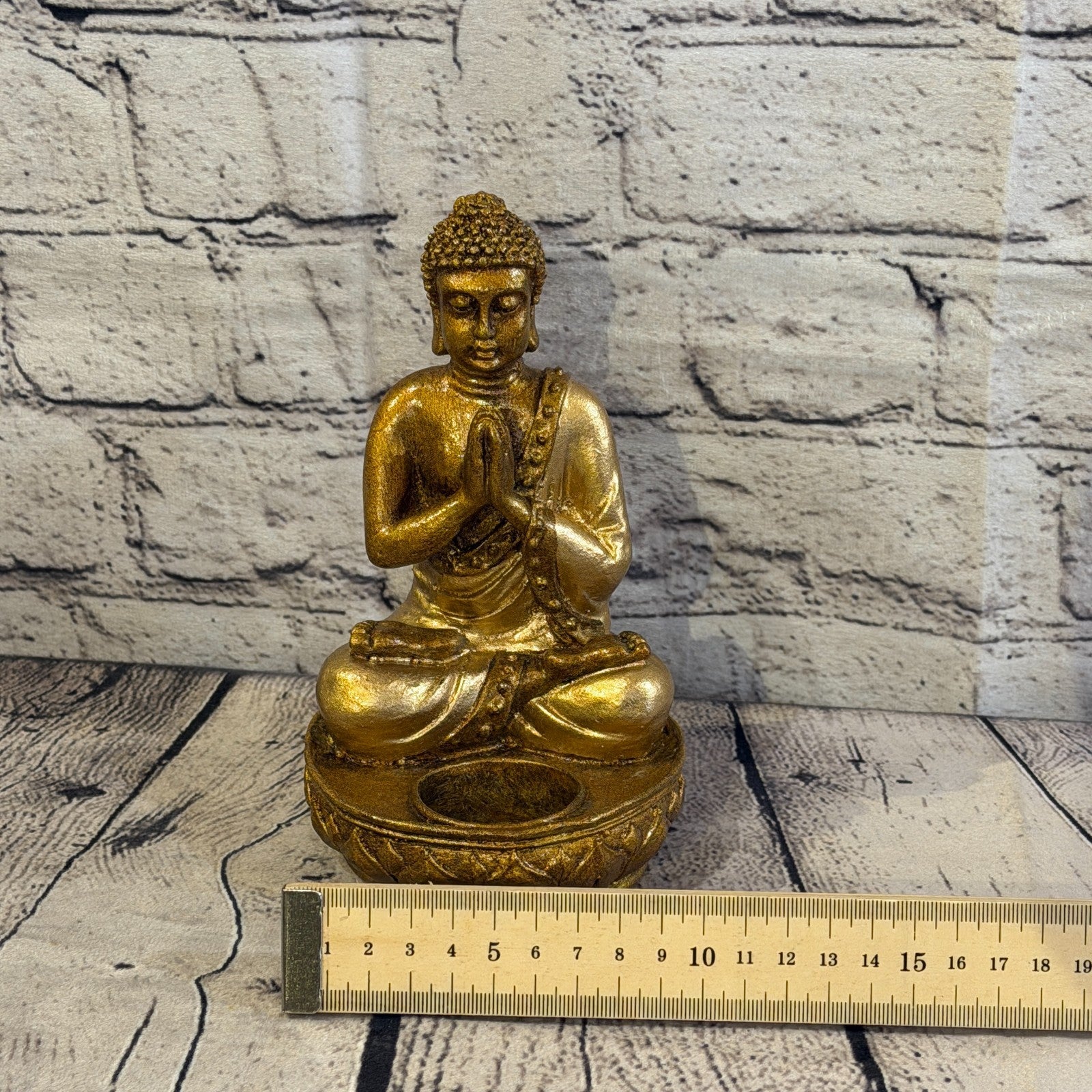Bronze & Bronze 20cm x 10cm Thai Buddha Tea Light Holder Statue Resin Hindu6