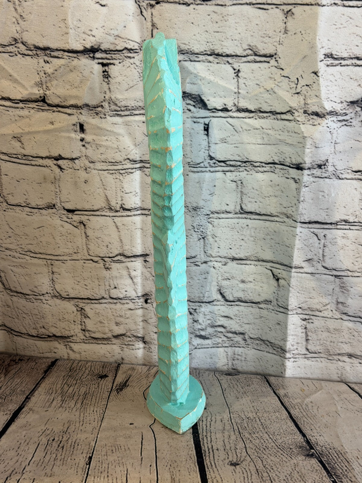 40cm Green Teal Wooden Shabby Seahorse Statue Ornament Fair Trade Handcarved4