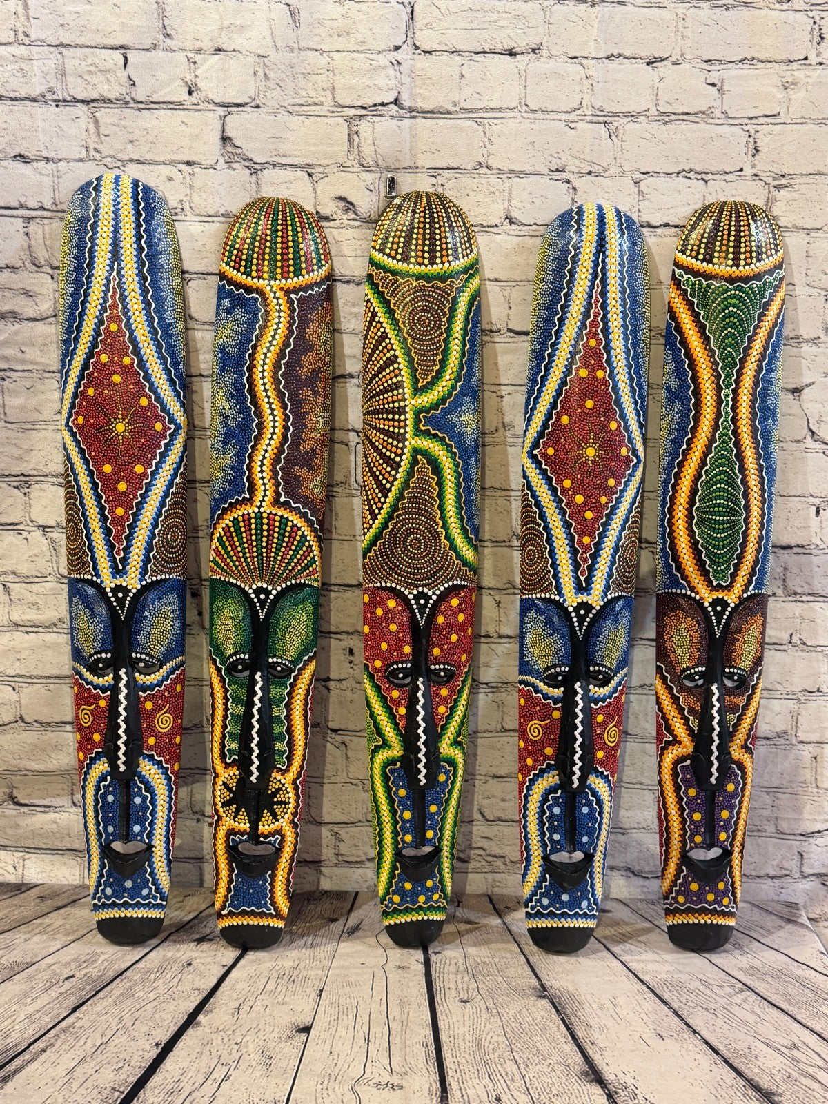 80cm Mask Carved Wooden Dot Painted Ethnic Tribal Tiki Wall Art No 2 New6
