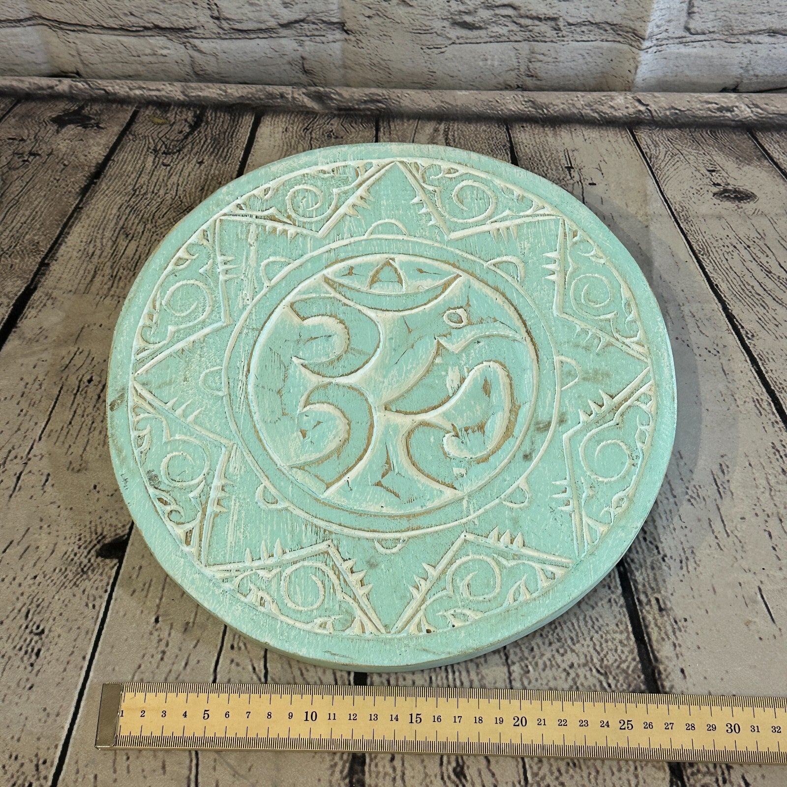 30cm Blue Style Wall Decoration Om Lucky Coin Designer Mask Wooden Handmade4