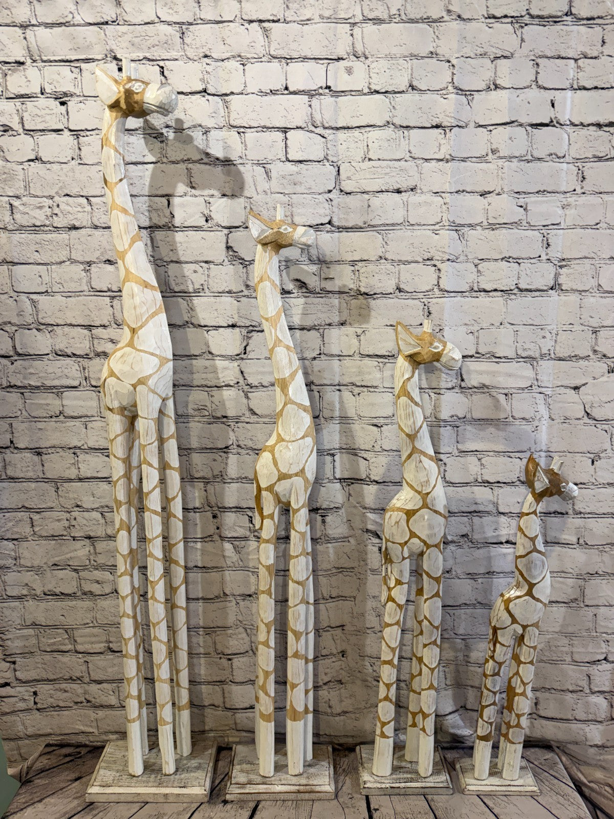 100cm White Dot Wooden Giraffe Standing Single Carve Solid Wood Giraffe Handmade8