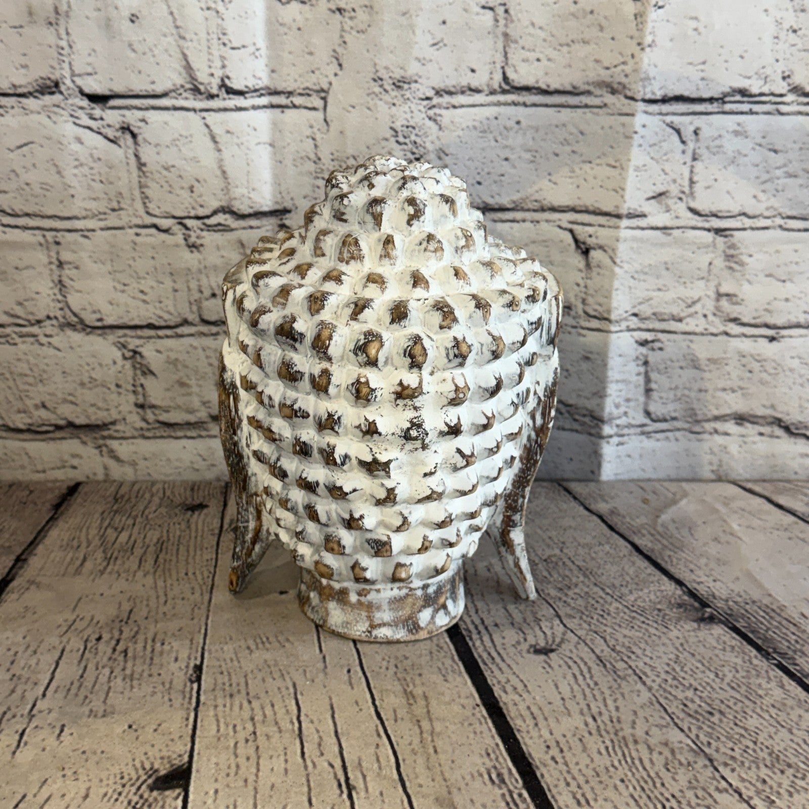 20cm Brown Head Buddha Ornament Sculpture Statue Buddhas Hand Carved Wood4