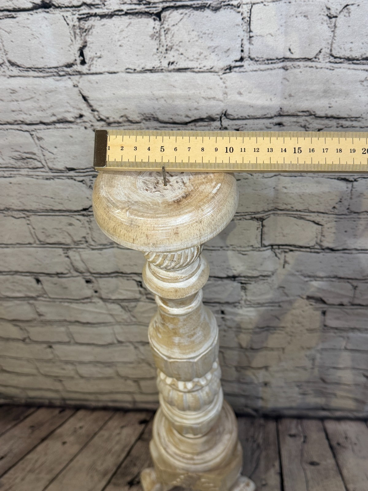 60cm x 15cm White Regal Wooden Vintage Style Candle Stand Shabby Pillar Holders6
