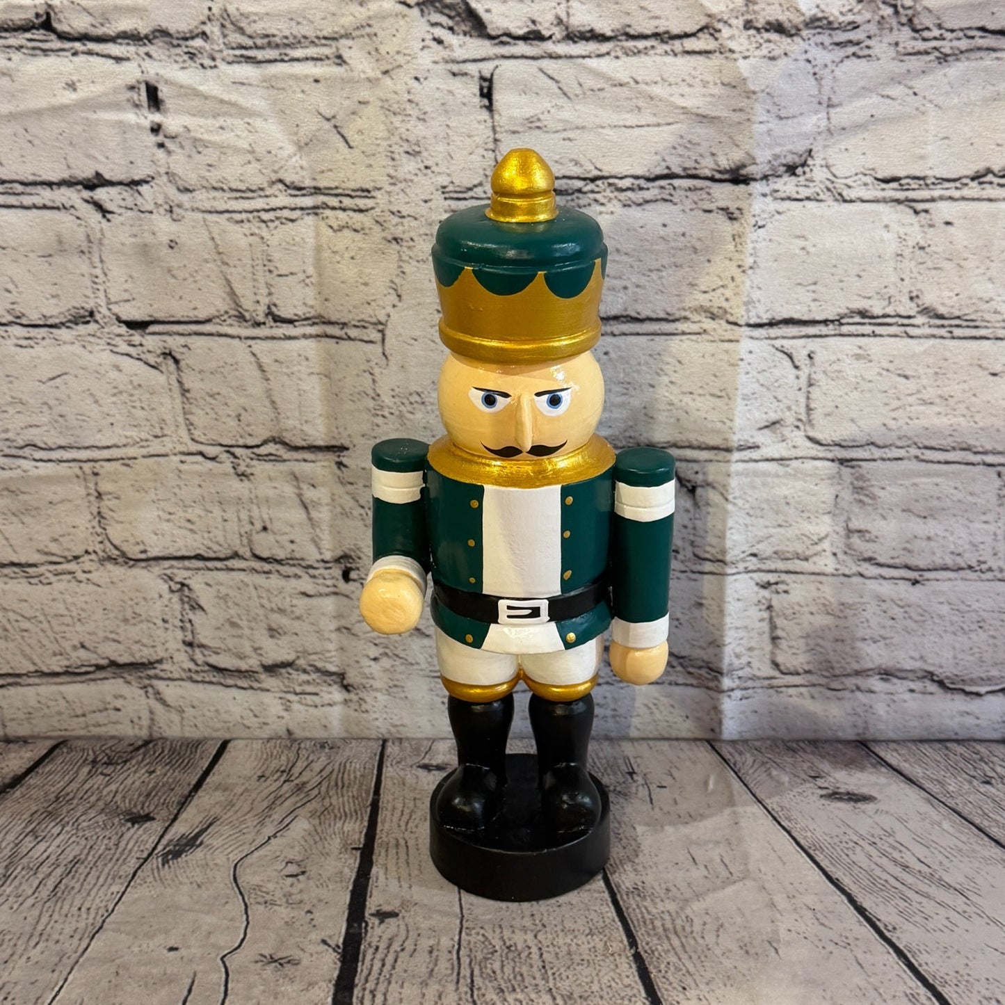 30cm Green Top Hat Nut Cracker Soldier Handcrafted Wood Xmas Christmas Ornament1