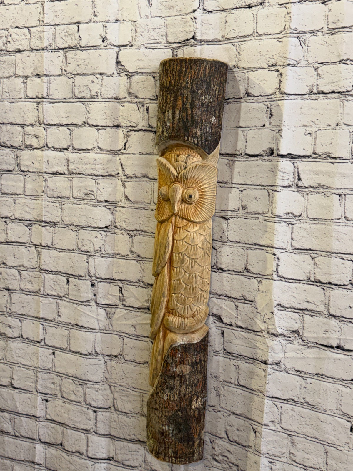 Owl Of The Woods 80cm Hand Carved Wizard Tree Trunk Wood Fairtrade1