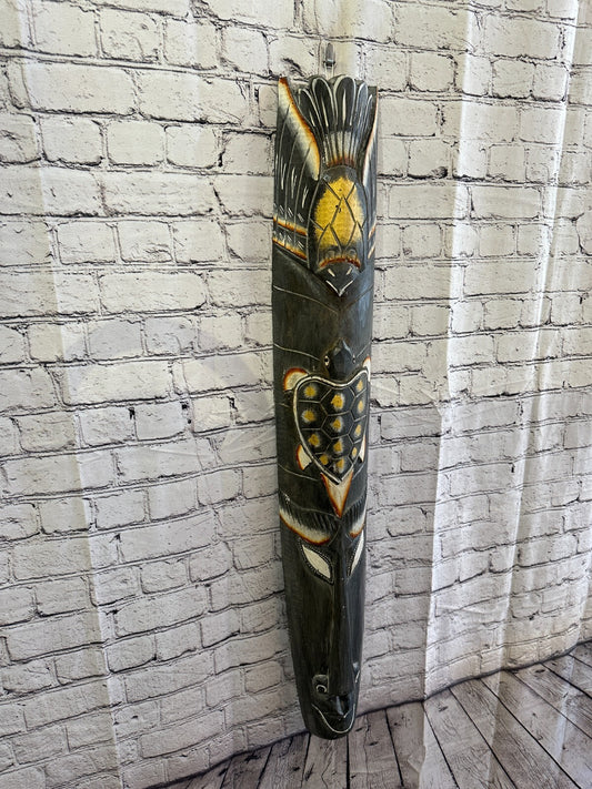 100cm Dark Grey Turtle Hand Carved Fair Trade Wooden Animal Wall Art Hang Mask0