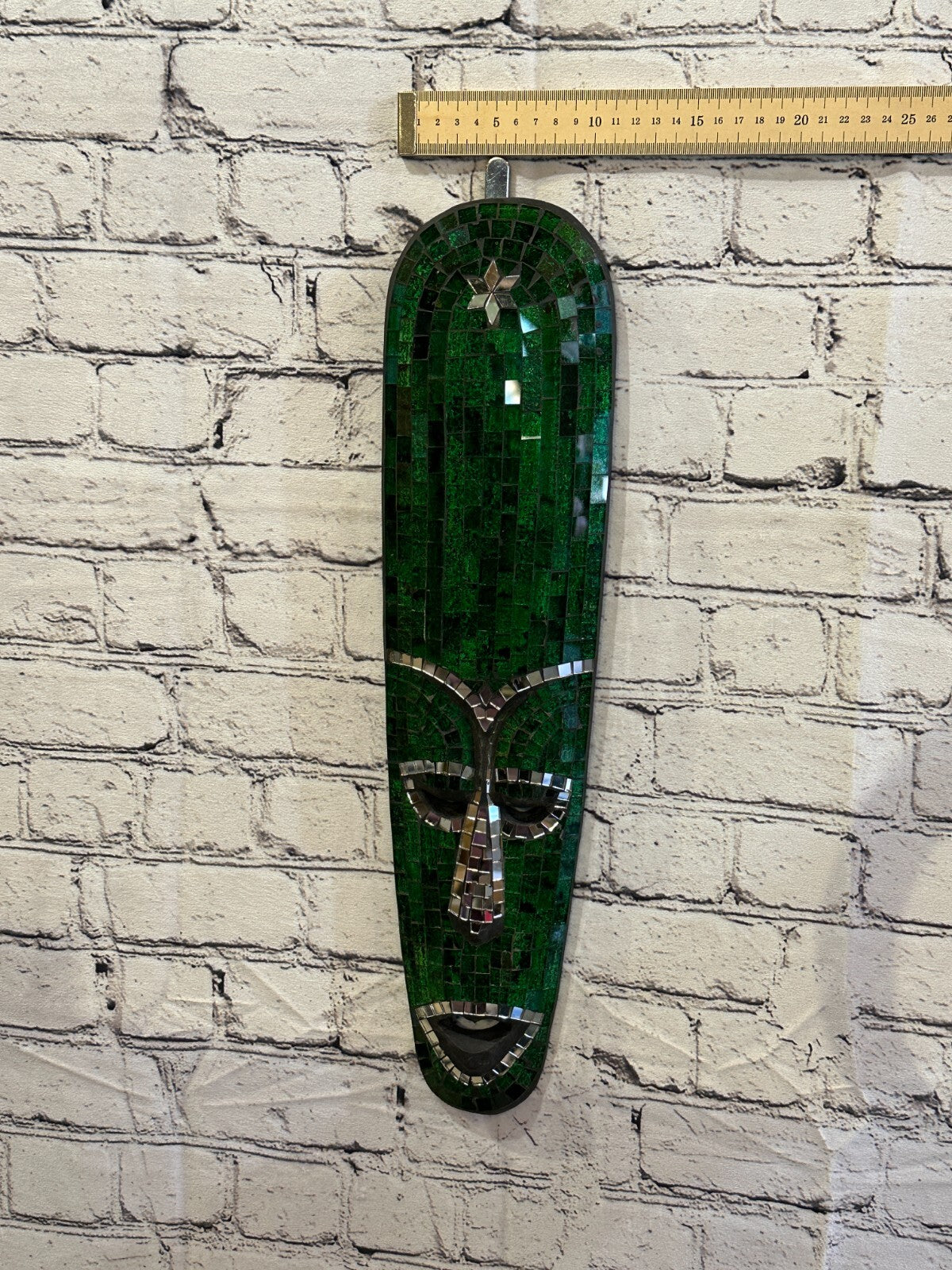 50cm Green Mosaic Mirror Mask Carved Painted Ethnic Tribal Wall Art Handmade4