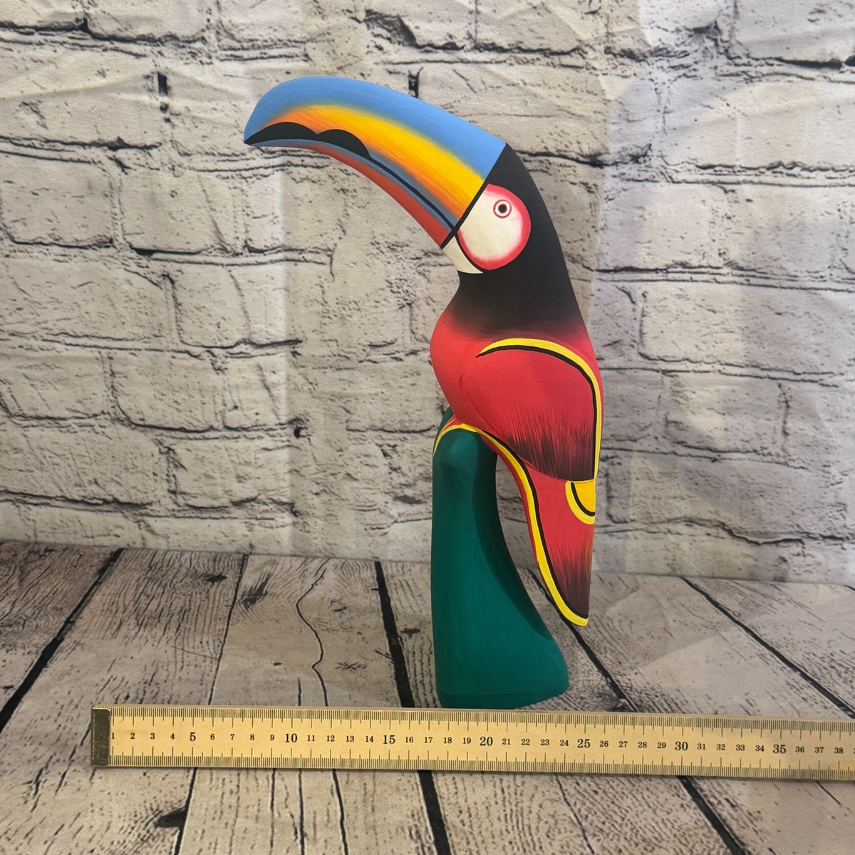 30cm Dark Red Toucan Bird Ornament Statue Fair Trade Hand Made Carved Wood7