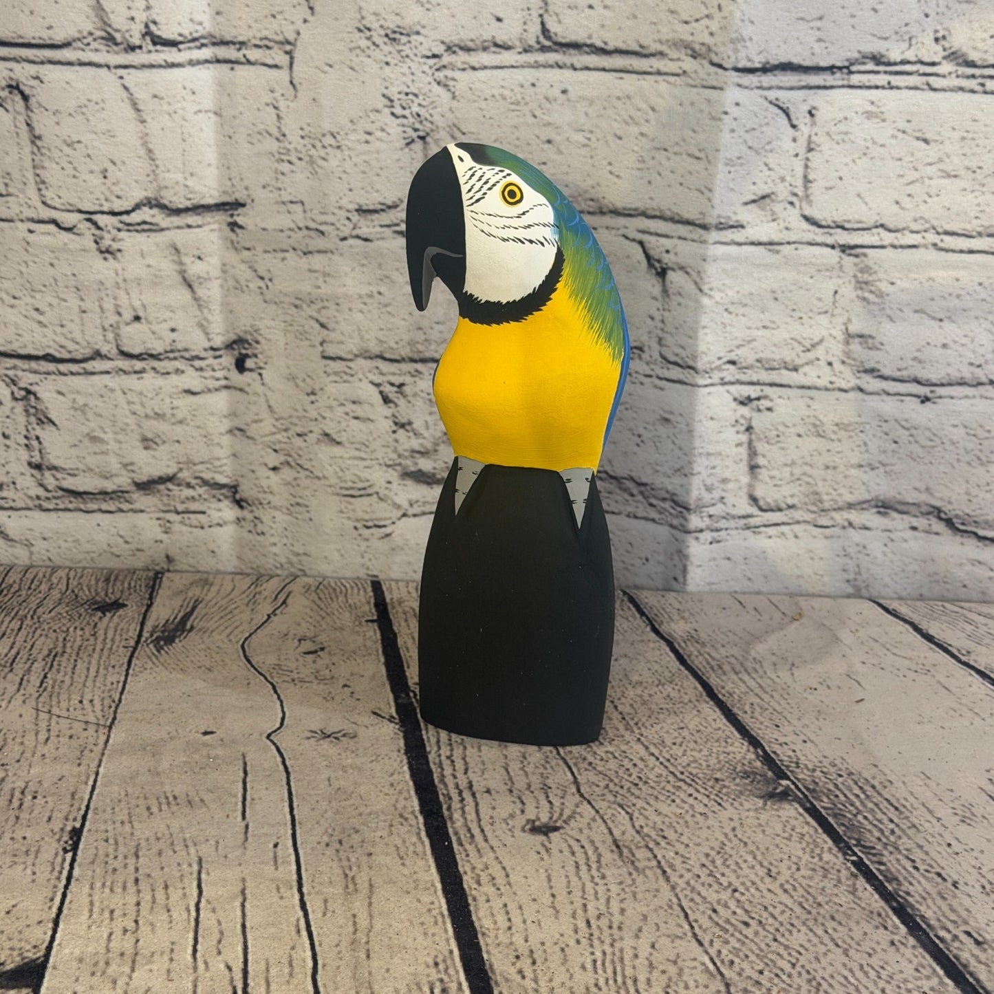 20cm Bright Blue Parrot Bird Ornament Statue Fair Trade Hand Made Carved Wood2