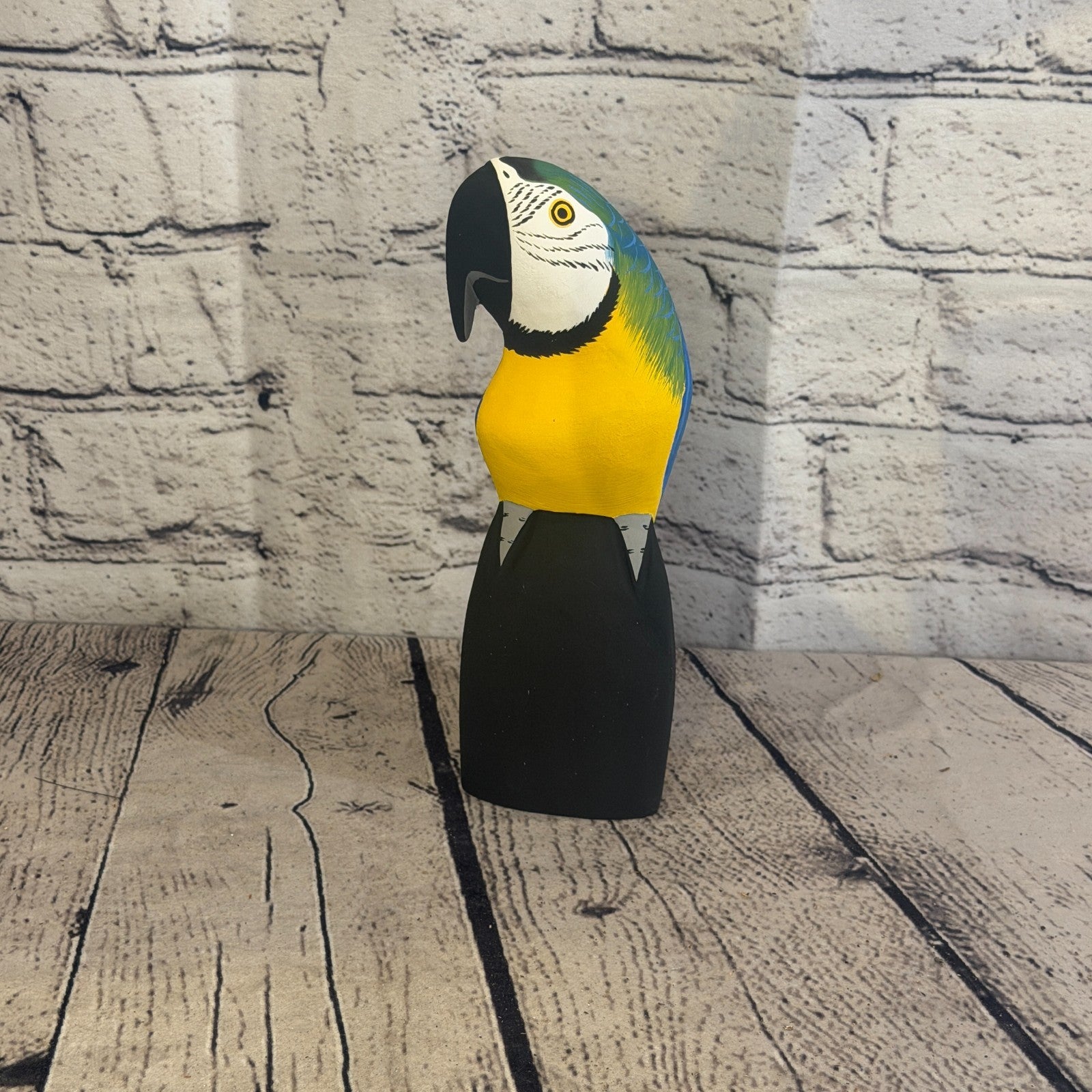 20cm Bright Blue Parrot Bird Ornament Statue Fair Trade Hand Made Carved Wood2